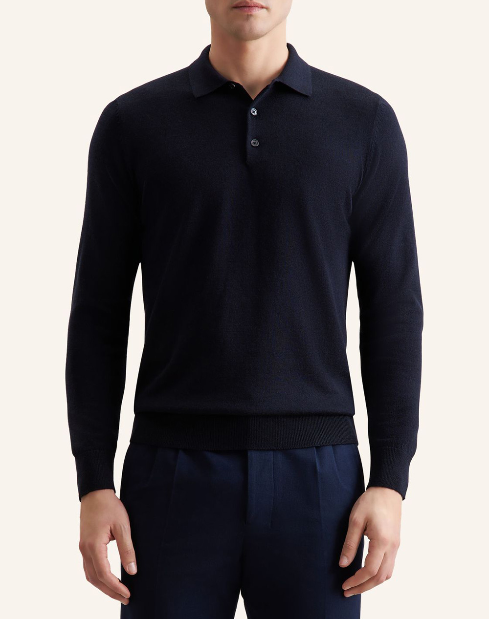 SEIDENSTICKER MERINO POLO PULLOVER 845577-19 DarkBlue