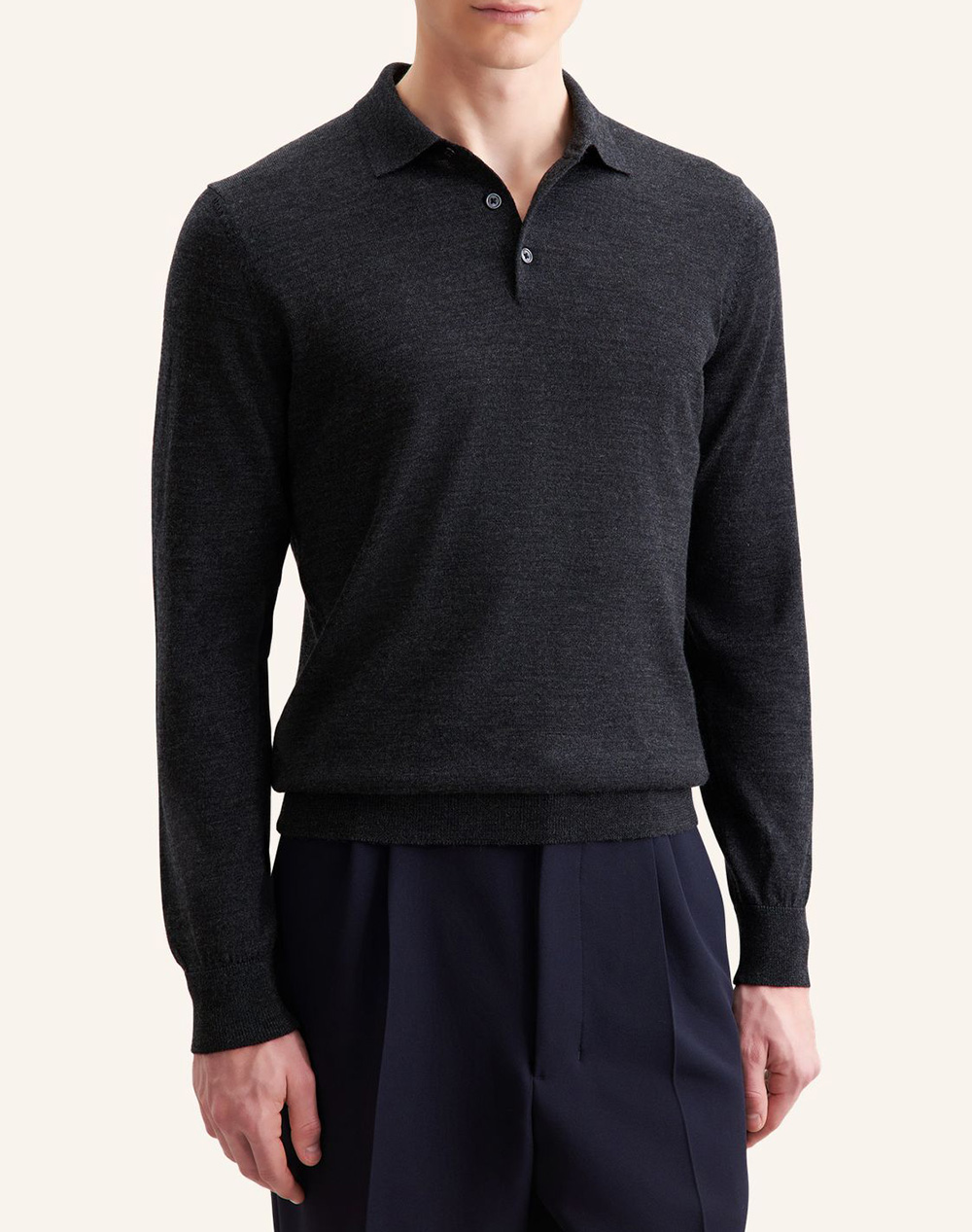 SEIDENSTICKER MERINO POLO PULLOVER 845577-34 DarkGray