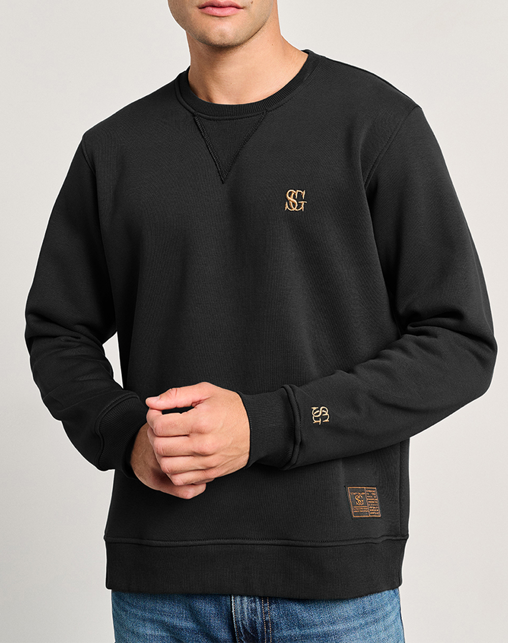 STAFF Fitz Crew Neck Sweater 65% Cotton 35% Pol 64-108.054-Ν0090 Black