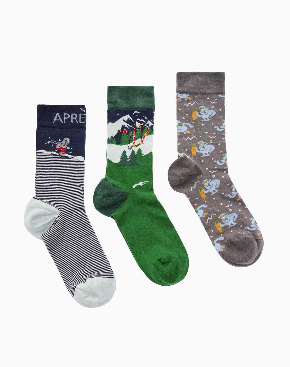 WALK UNISEX APRES SKI COTTON SOCKS 3-PACK BS-8-MULTI Multi