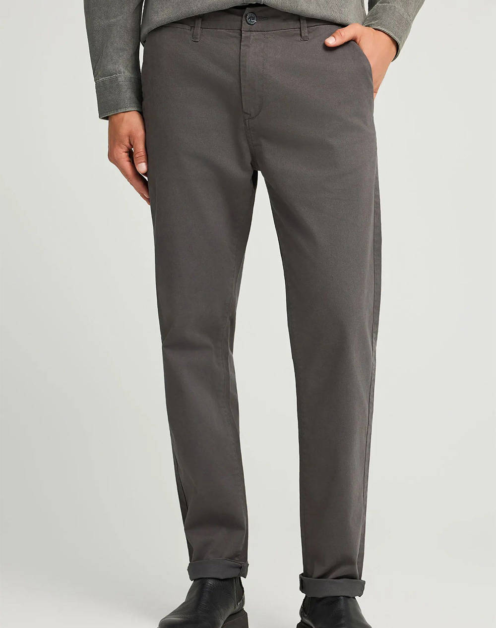 FUNKY BUDDHA Ανδρικό Παντελόνι Chino FBM012-001-02-DK GREY DarkGray