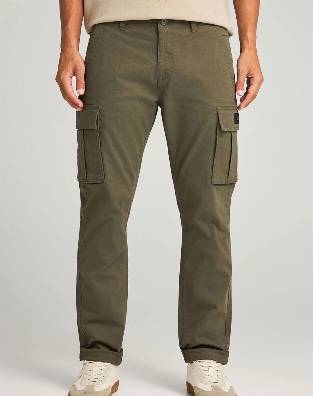 FUNKY BUDDHA Ανδρικό Παντελόνι Cargo FBM012-002-02-Dusty Olive Olive