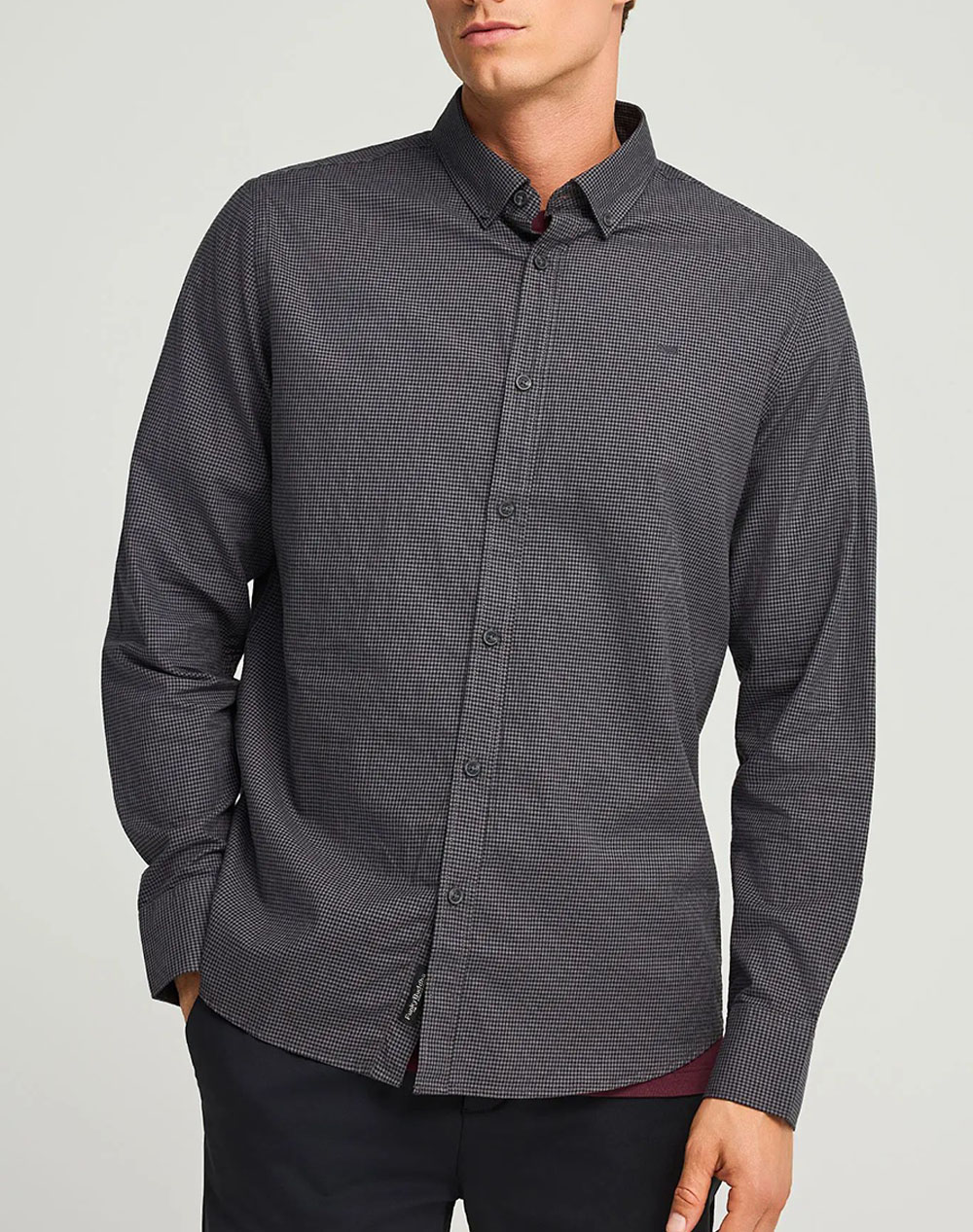 FUNKY BUDDHA Ανδρικό Πουκάμισο Καρό FBM012-004-05-DK GREY DarkGray