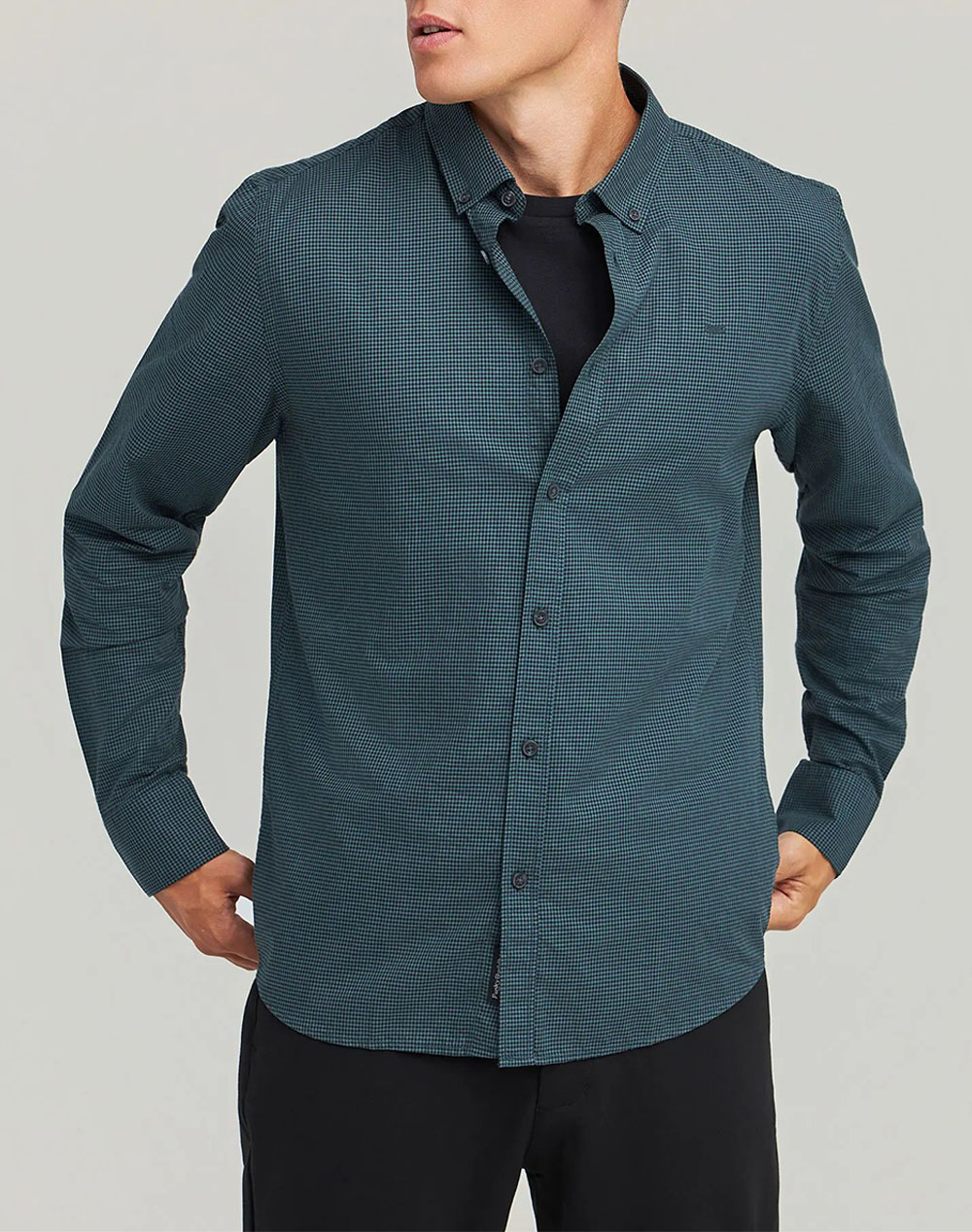 FUNKY BUDDHA Ανδρικό Πουκάμισο Καρό FBM012-004-05-PINE GREEN DarkGreen