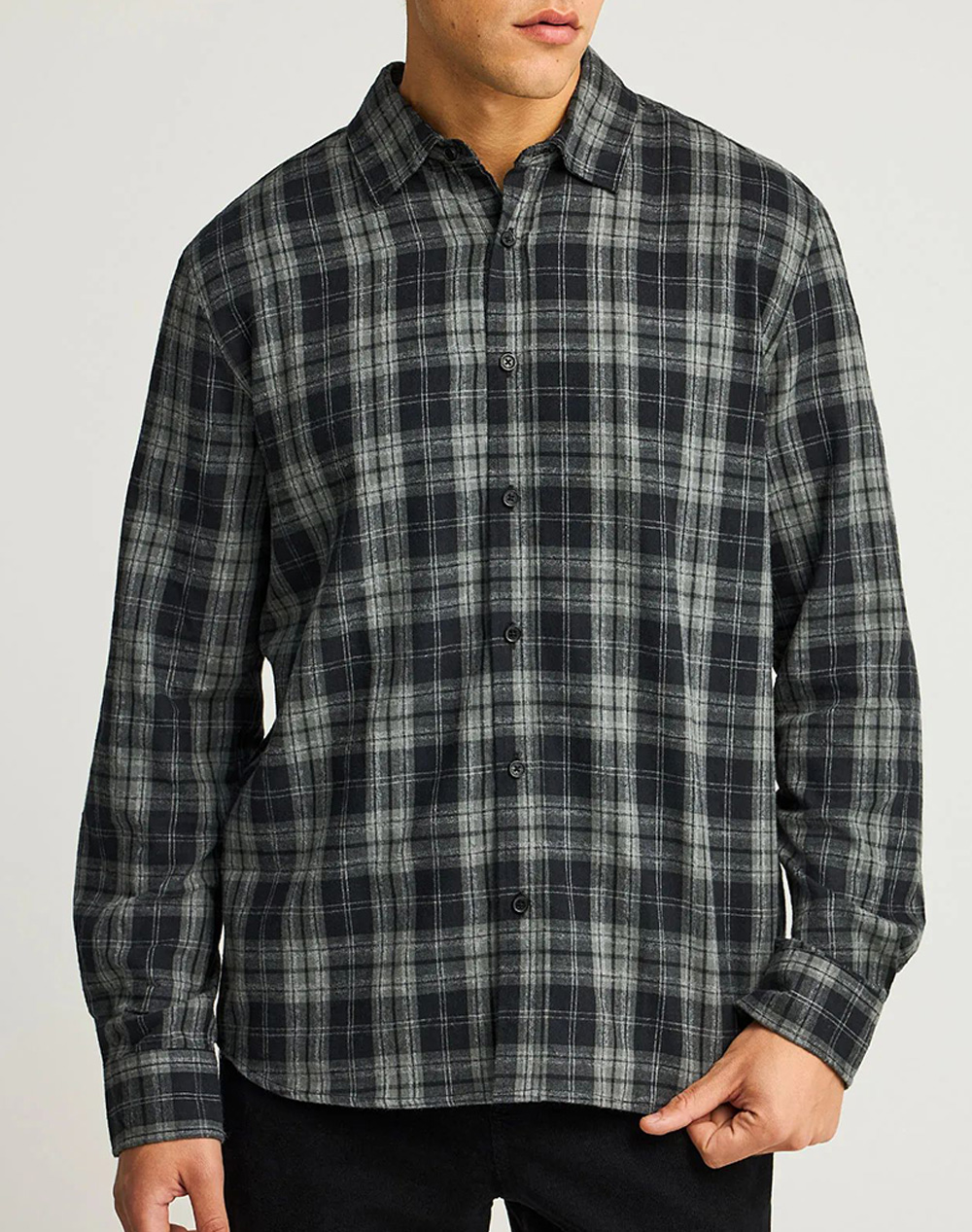 FUNKY BUDDHA Ανδρικό Πουκάμισο Καρό FBM012-033-05-BLACK JetBlack