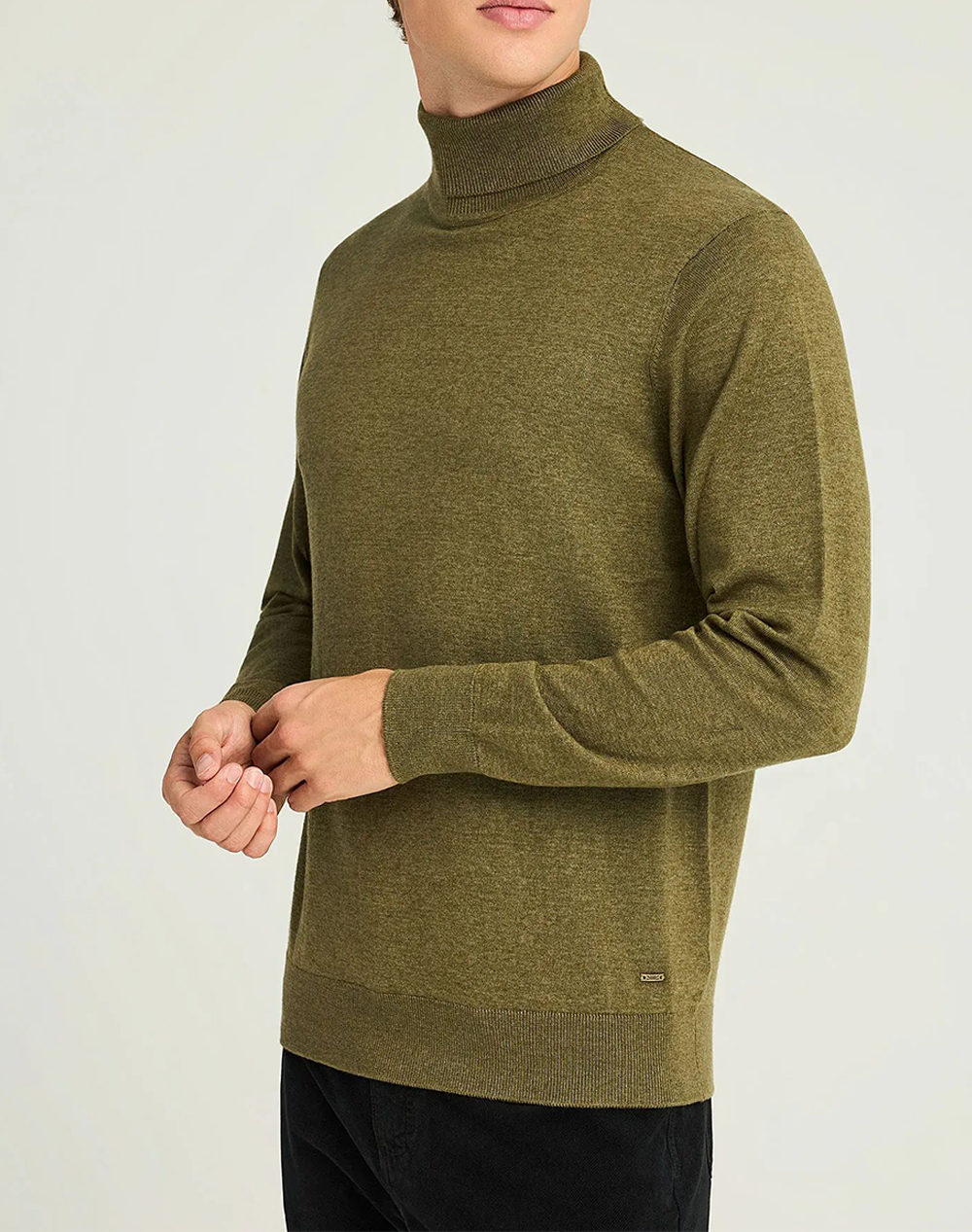 FUNKY BUDDHA Ανδρικό Πλεκτό Με Ψηλό Λαιμό FBM012-005-09-HUNTER GREEN MEL Olive