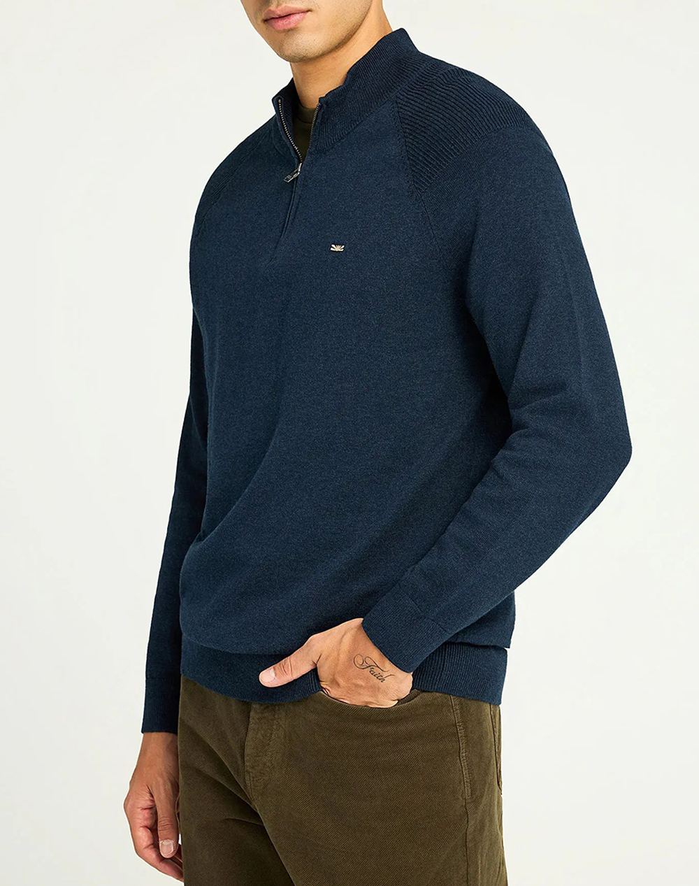 FUNKY BUDDHA Ανδρικό Πλεκτό Με Φερμουάρ FBM012-003-09-NAVY MEL NavyBlue