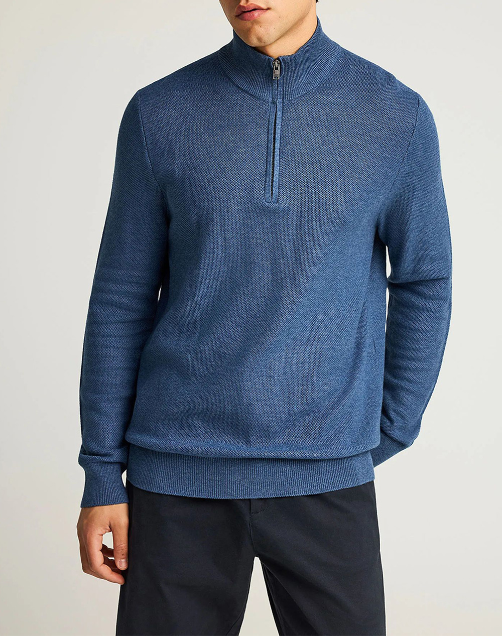 FUNKY BUDDHA Ανδρικό Πλεκτό Με Φερμουάρ FBM012-055-09-INDIGO MEL Indigo