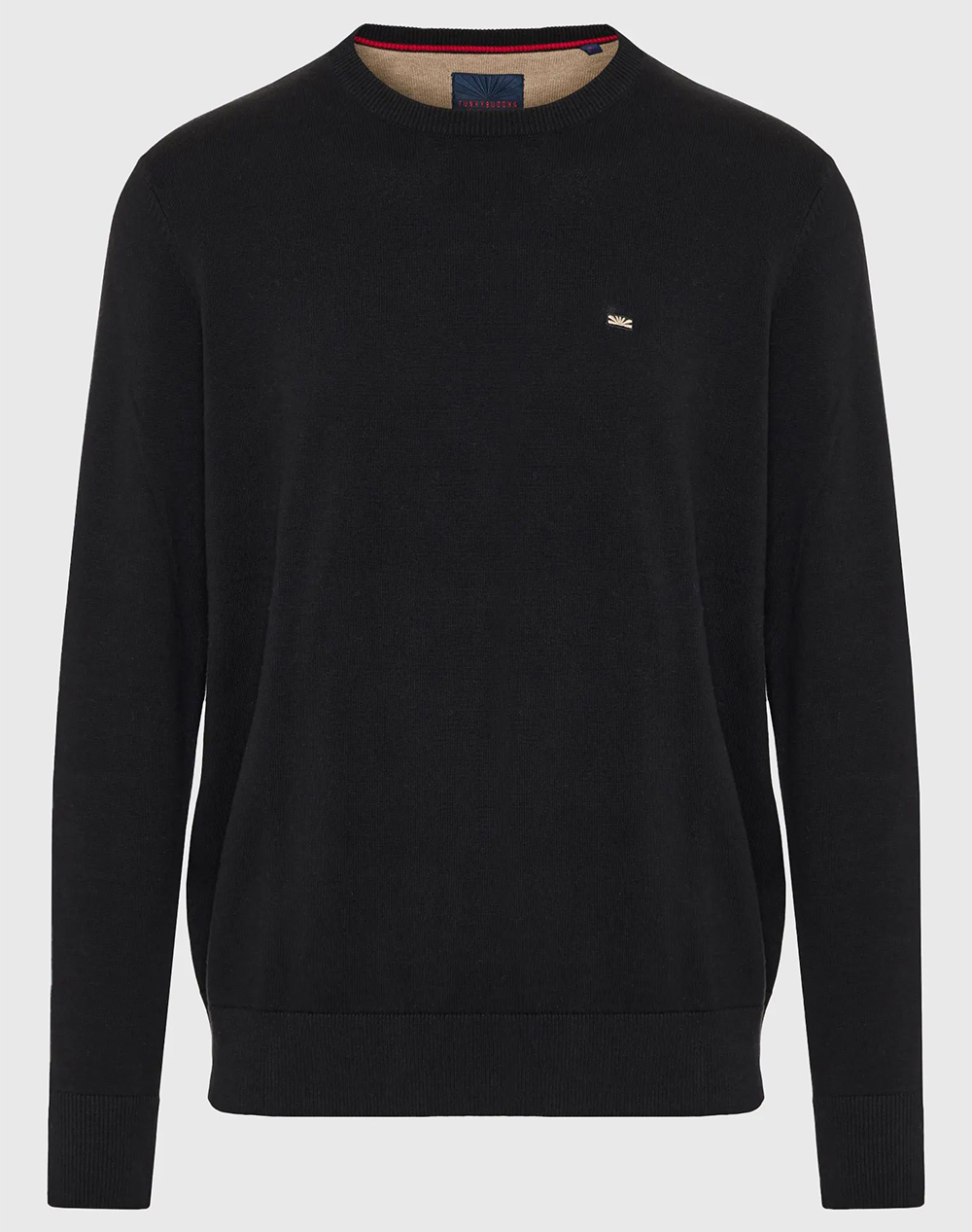FUNKY BUDDHA Ανδρικό Πλεκτό με Λαιμόκοψη FBM012-001-09-BLACK Black