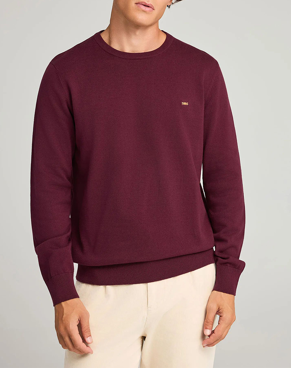 FUNKY BUDDHA Ανδρικό Πλεκτό με Λαιμόκοψη FBM012-001-09-MERLOT MEL Bordeux