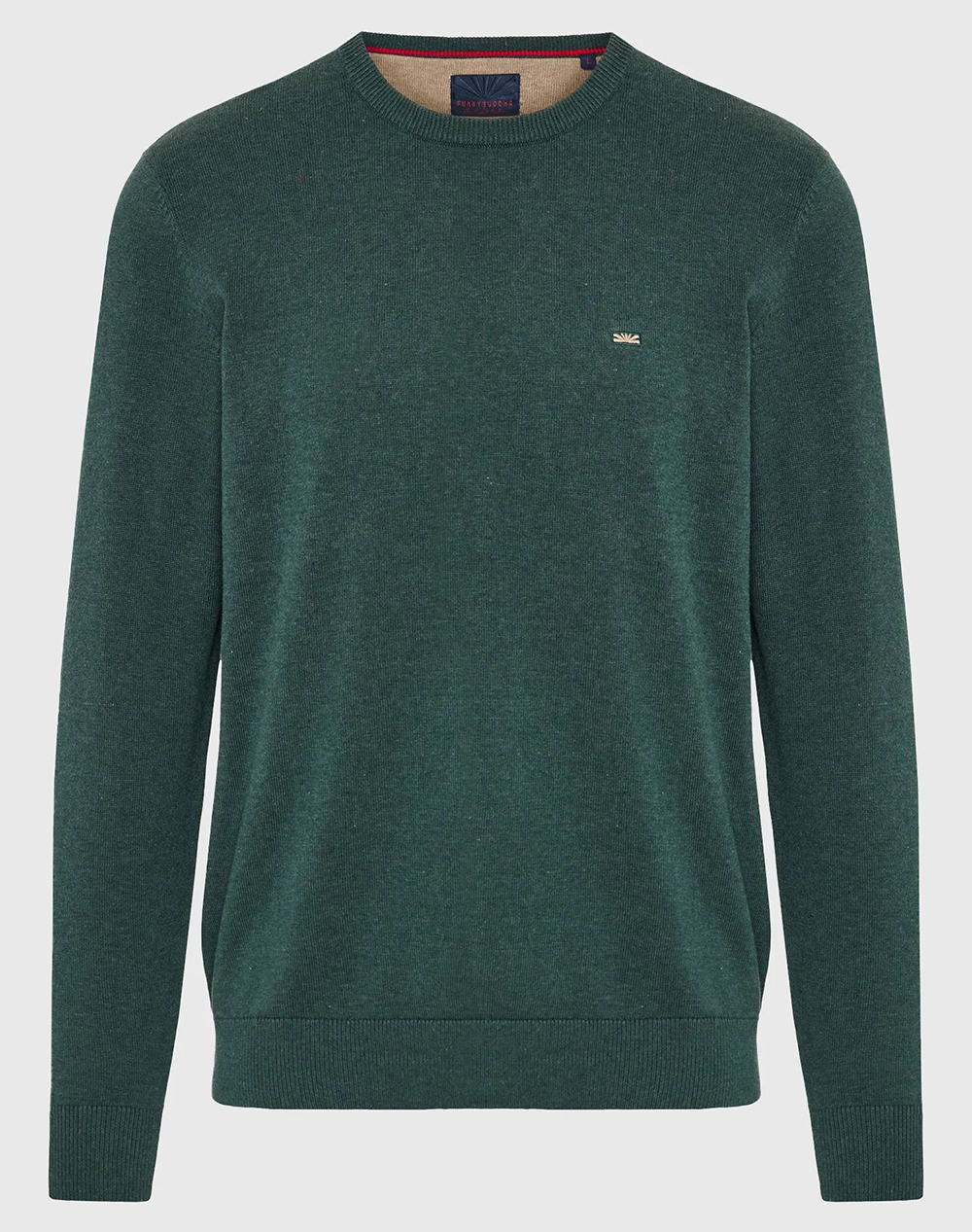 FUNKY BUDDHA Ανδρικό Πλεκτό με Λαιμόκοψη FBM012-001-09-PINE GREEN MEL DarkGreen