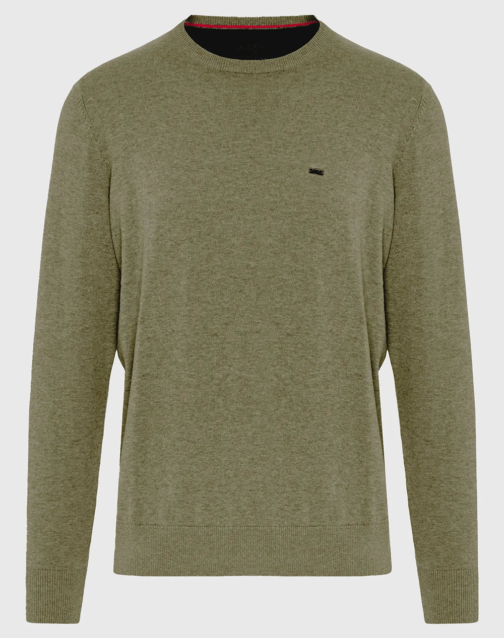 FUNKY BUDDHA Ανδρικό Πλεκτό με Λαιμόκοψη FBM012-001-09-HUNTER GREEN MEL Olive