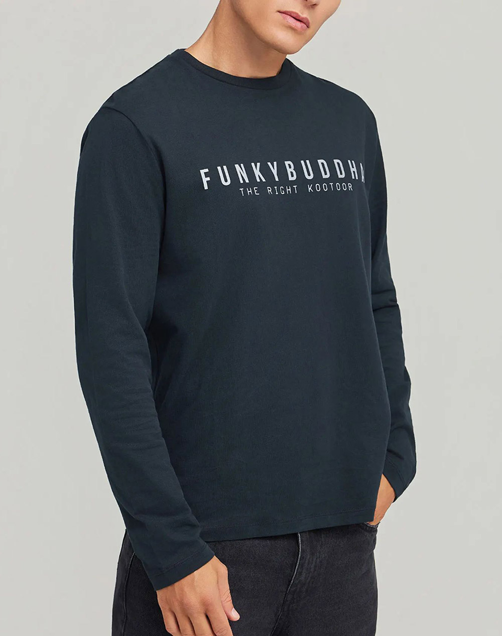 FUNKY BUDDHA Ανδρική Μπλούζα Με Μακρύ Μανίκι FBM012-002-07-BLACK Black