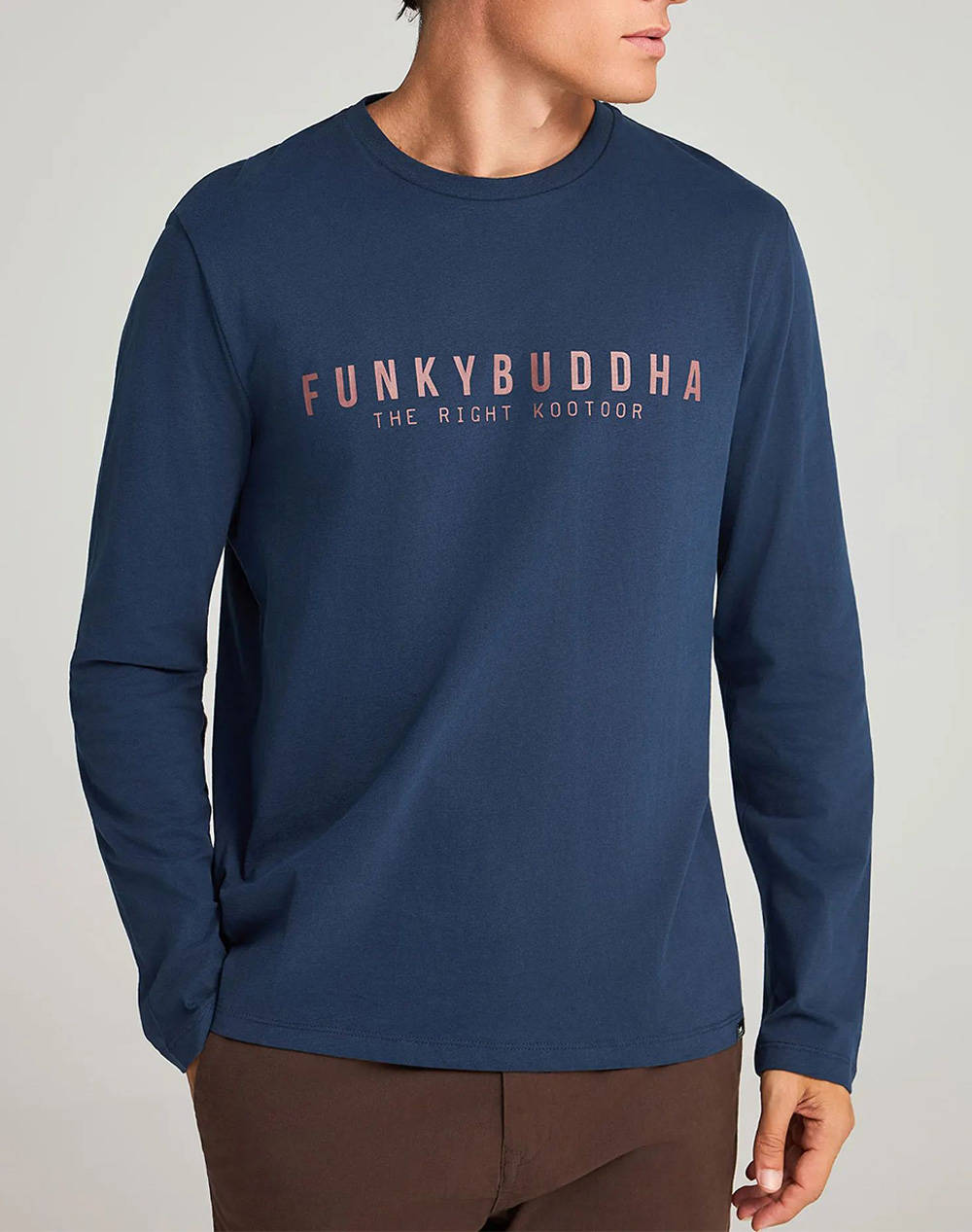 FUNKY BUDDHA Ανδρική Μπλούζα Με Μακρύ Μανίκι FBM012-002-07-NAVY NavyBlue
