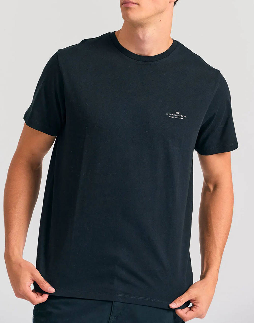 FUNKY BUDDHA Ανδρική Μπλούζα Με Κοντό Μανίκι Basic FBM012-001-04-BLACK Black