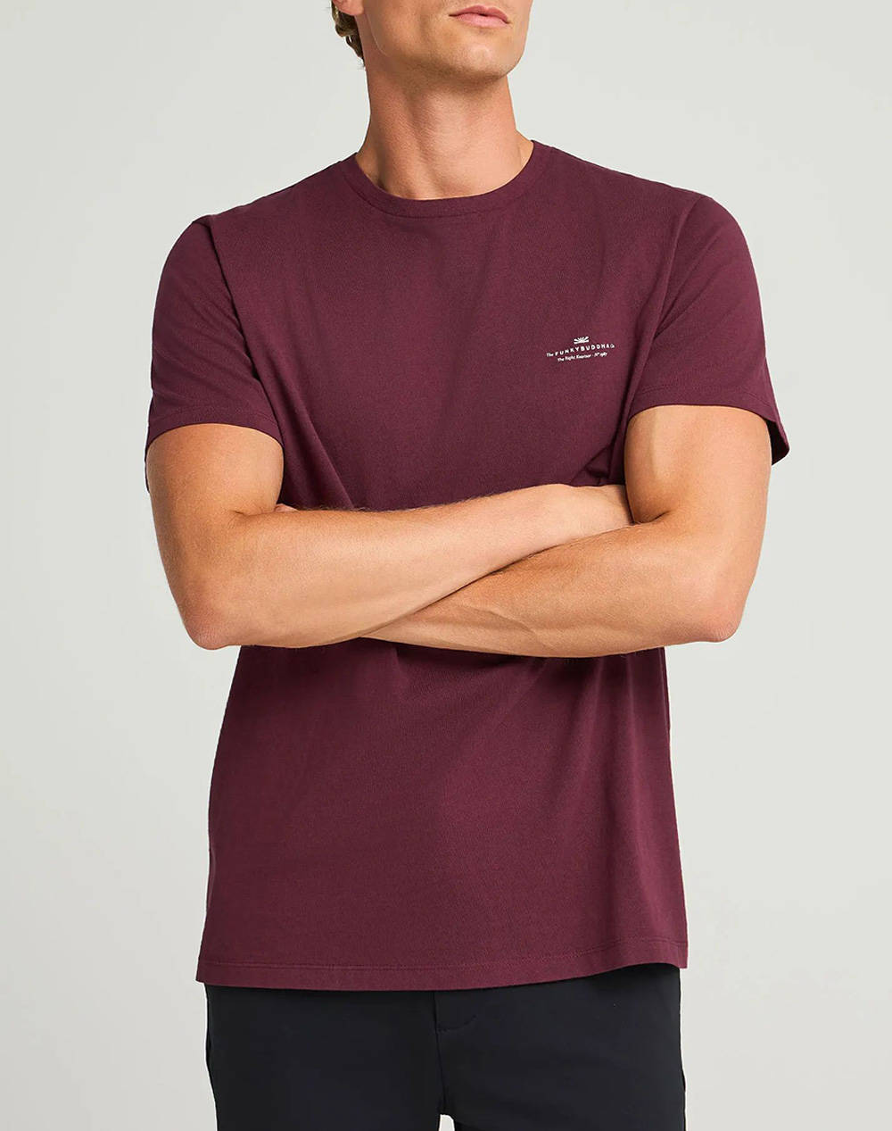 FUNKY BUDDHA Ανδρική Μπλούζα Με Κοντό Μανίκι Basic FBM012-001-04-MERLOT Firebrick