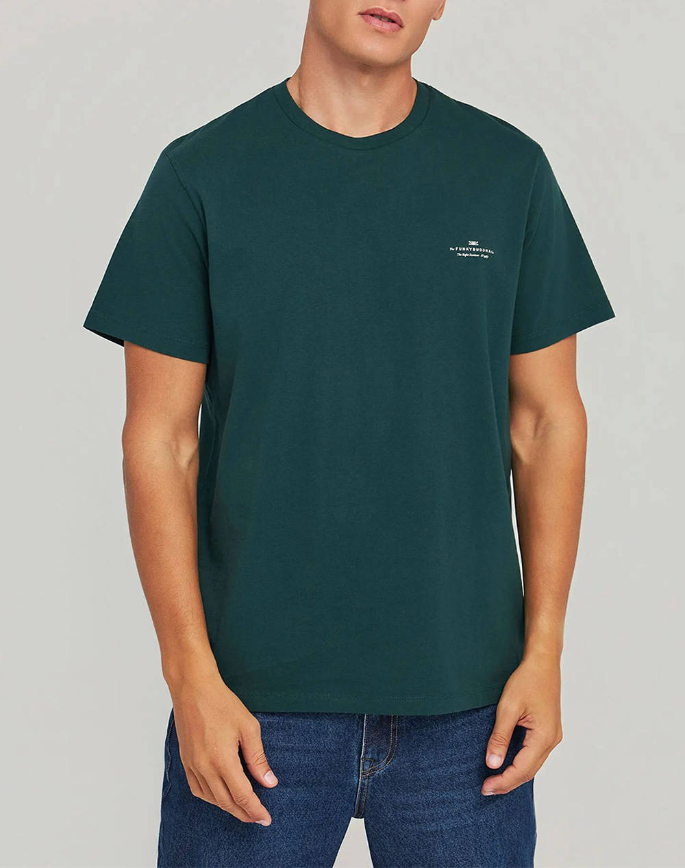 FUNKY BUDDHA Ανδρική Μπλούζα Με Κοντό Μανίκι Basic FBM012-001-04-PINE GREEN Green