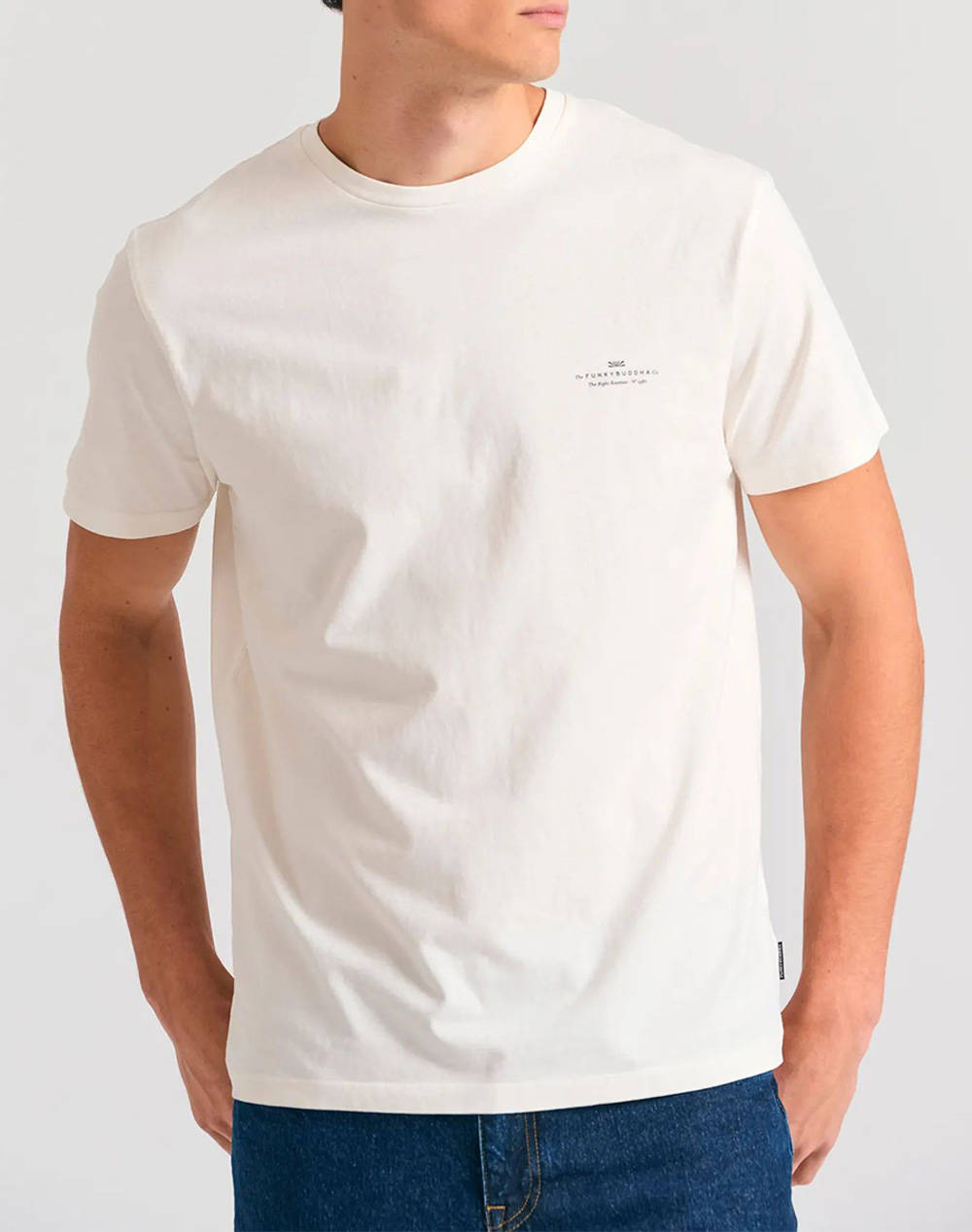 FUNKY BUDDHA Ανδρική Μπλούζα Με Κοντό Μανίκι Basic FBM012-001-04-OFF WHITE OffWhite