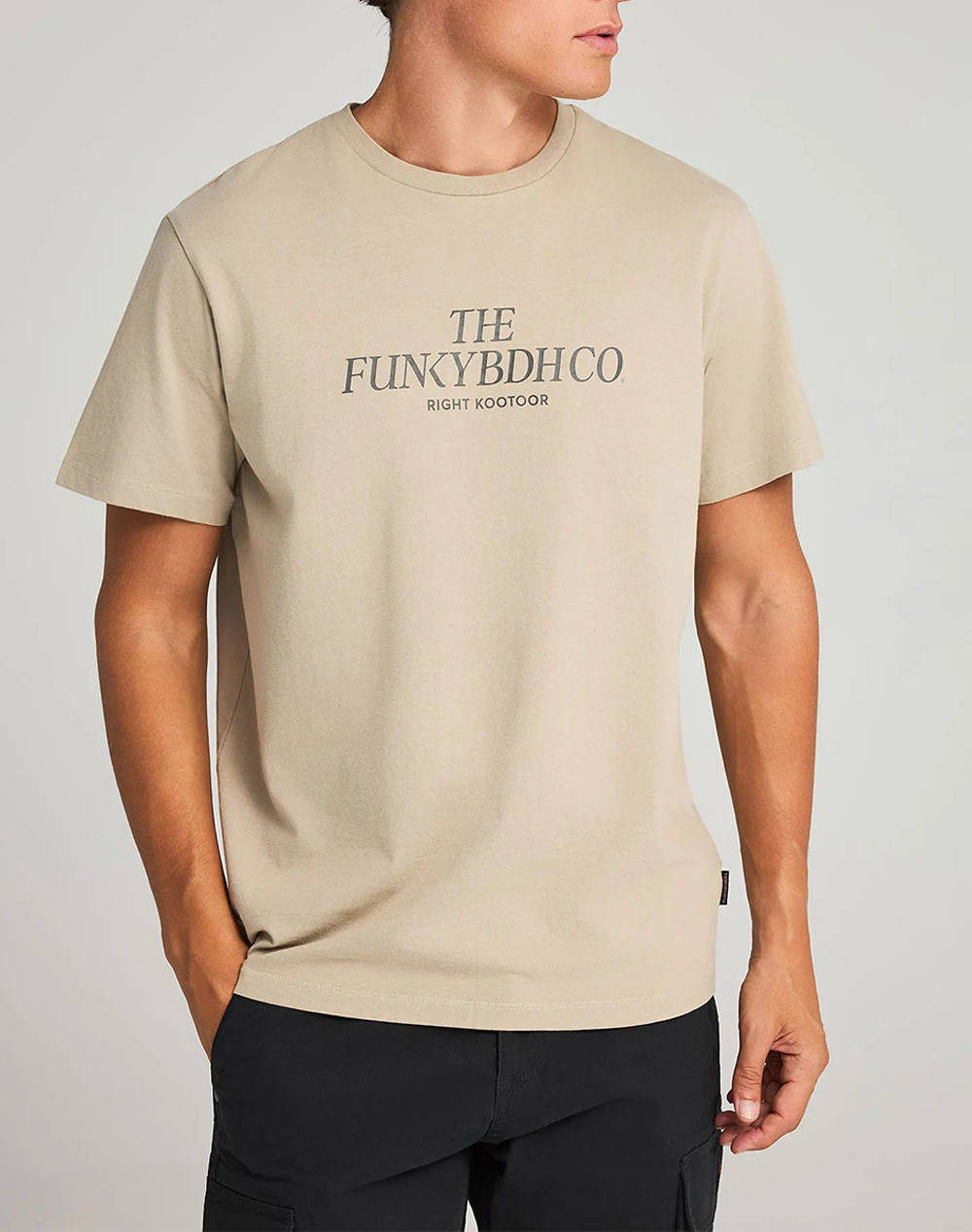 FUNKY BUDDHA Ανδρική Μπλούζα Με Κοντό Μανίκι Και Τύπωμα FBM012-030-04-ASH GREY Gray