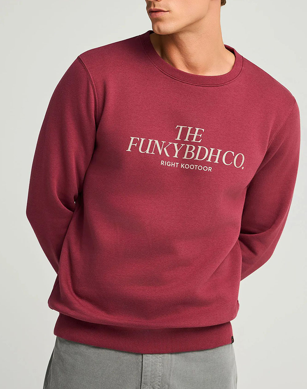 FUNKY BUDDHA Ανδρικό Φούτερ Με Λαιμόκοψη FBM012-063-06-MAROON Bordeux