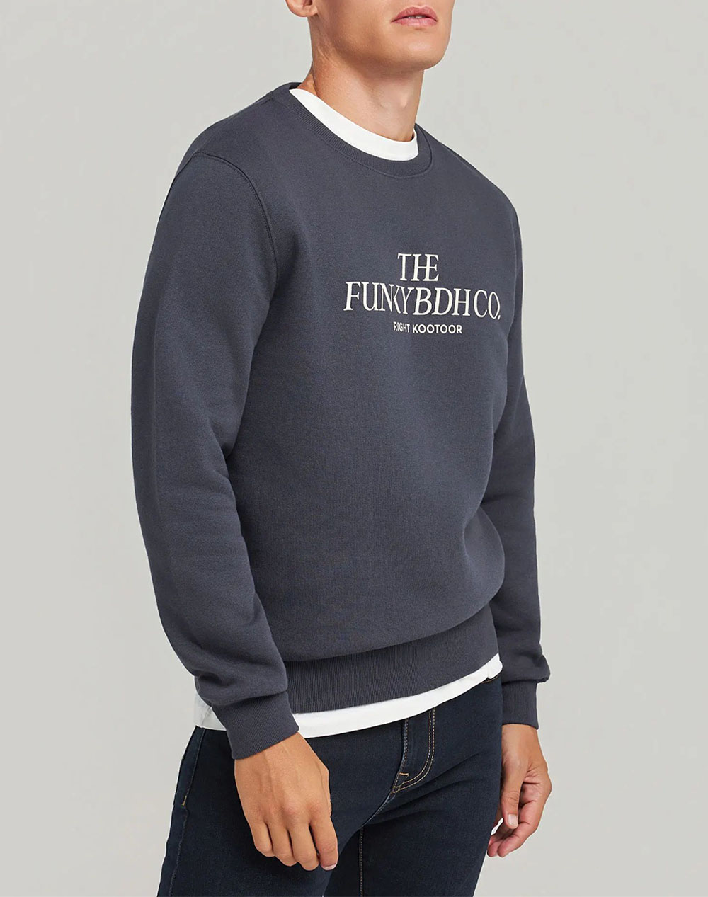 FUNKY BUDDHA Ανδρικό Φούτερ Με Λαιμόκοψη FBM012-063-06-ANTHRACITE DarkSlateGrey