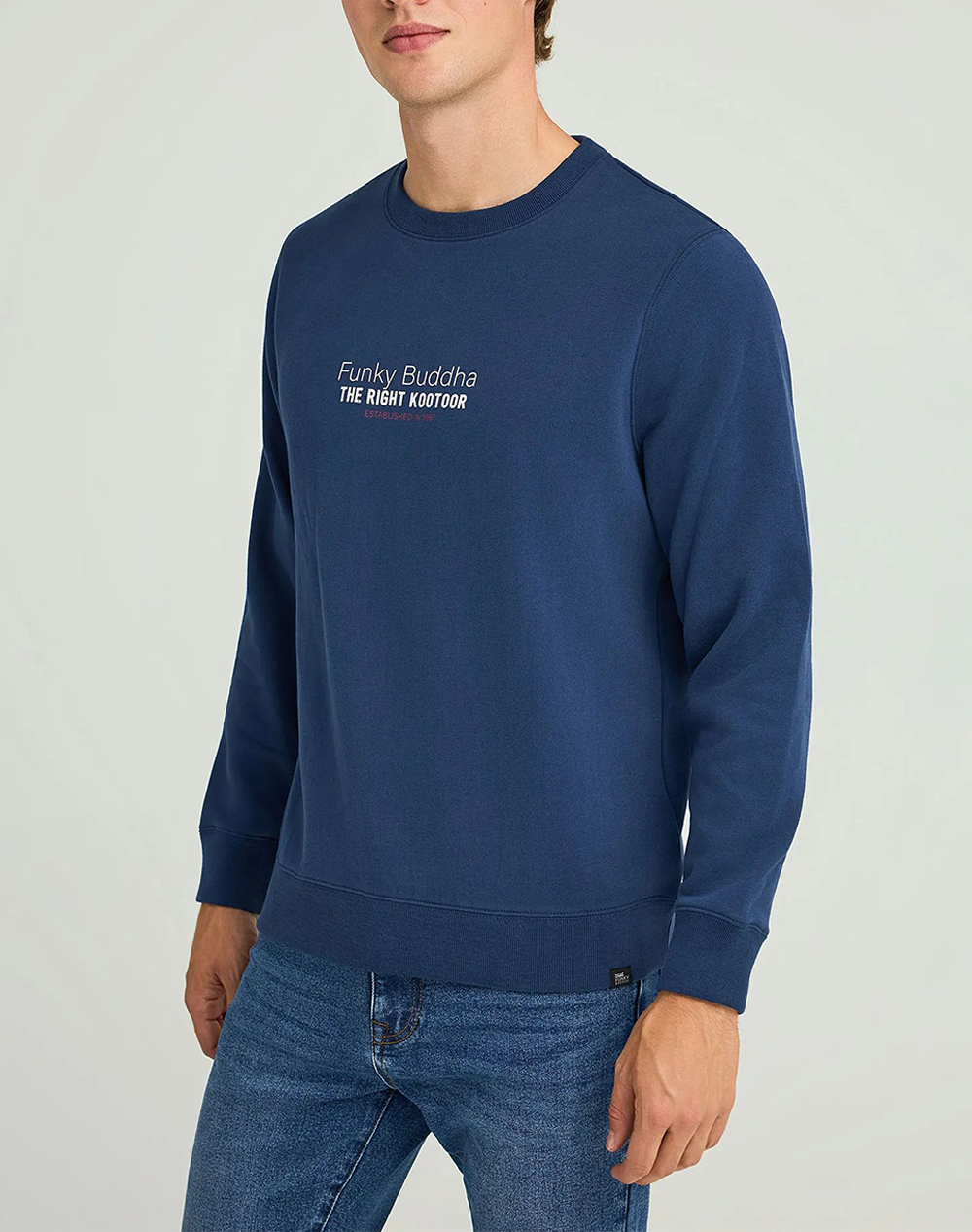 FUNKY BUDDHA Ανδρικό Φούτερ Με Λαιμόκοψη FBM012-007-06-MIDNIGHT BLUE DarkBlue