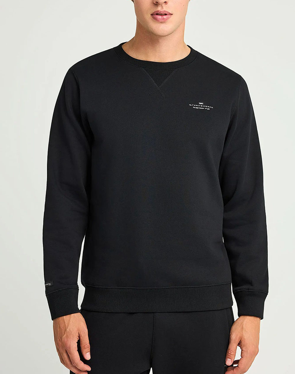 FUNKY BUDDHA Ανδρικό Φούτερ Με Λαιμόκοψη FBM012-003-06-BLACK Black
