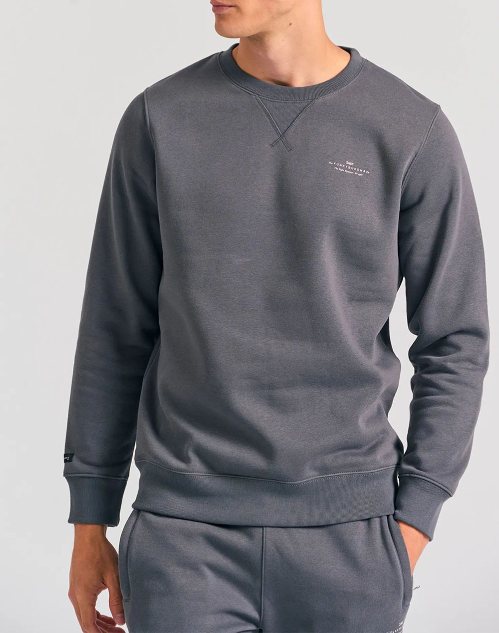 FUNKY BUDDHA Ανδρικό Φούτερ Με Λαιμόκοψη FBM012-003-06-DK GREY DarkSlateGrey