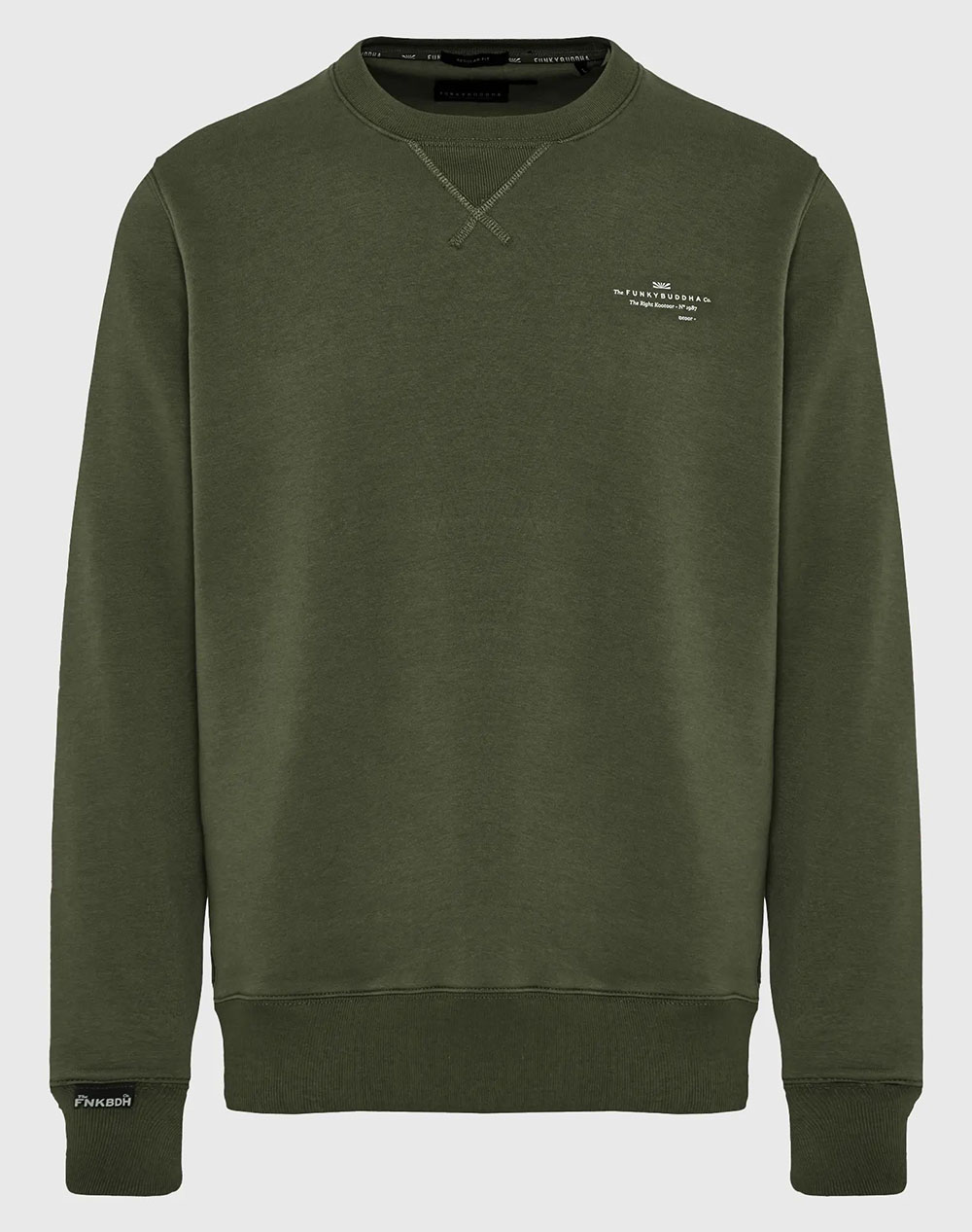 FUNKY BUDDHA Ανδρικό Φούτερ Με Λαιμόκοψη FBM012-003-06-PINE GREEN Green