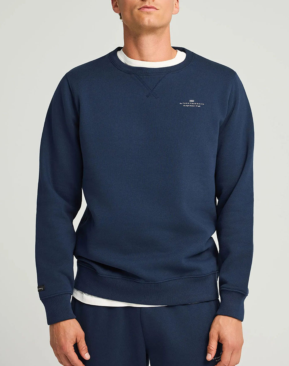 FUNKY BUDDHA Ανδρικό Φούτερ Με Λαιμόκοψη FBM012-003-06-NAVY NavyBlue
