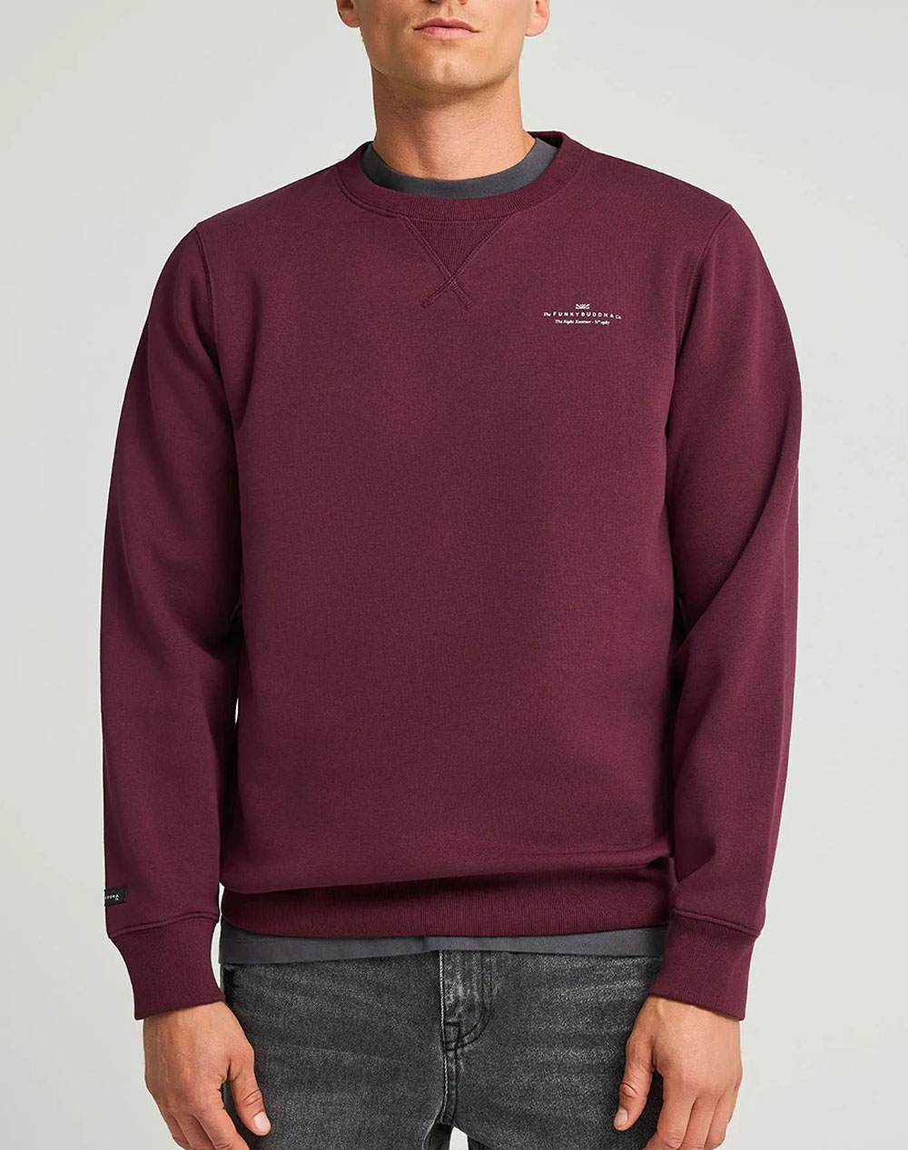 FUNKY BUDDHA Ανδρικό Φούτερ Με Λαιμόκοψη FBM012-003-06-MERLOT RedWine