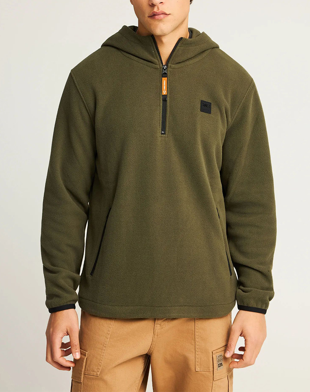 FUNKY BUDDHA Ανδρική Ζακέτα Φούτερ Με Κουκούλα FBM012-061-06-Dusty Olive Olive