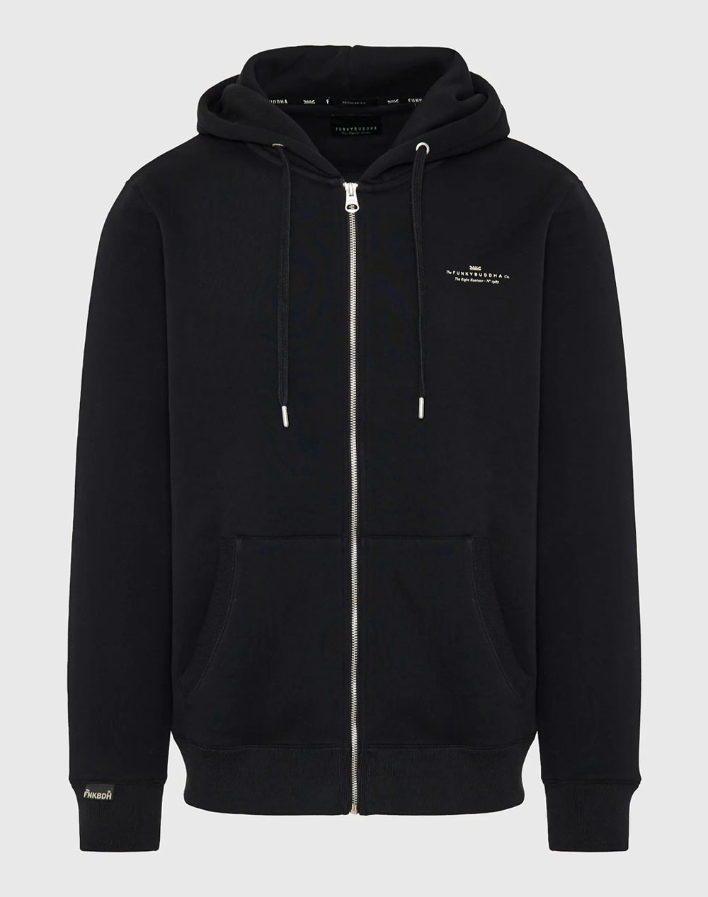 FUNKY BUDDHA Ανδρική Ζακέτα Φούτερ Με Κουκούλα FBM012-001-06-BLACK Black