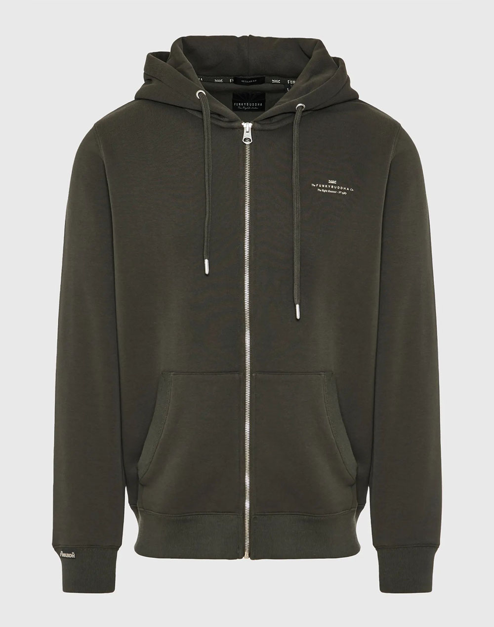 FUNKY BUDDHA Ανδρική Ζακέτα Φούτερ Με Κουκούλα FBM012-001-06-FOREST NIGHT DarkGreen