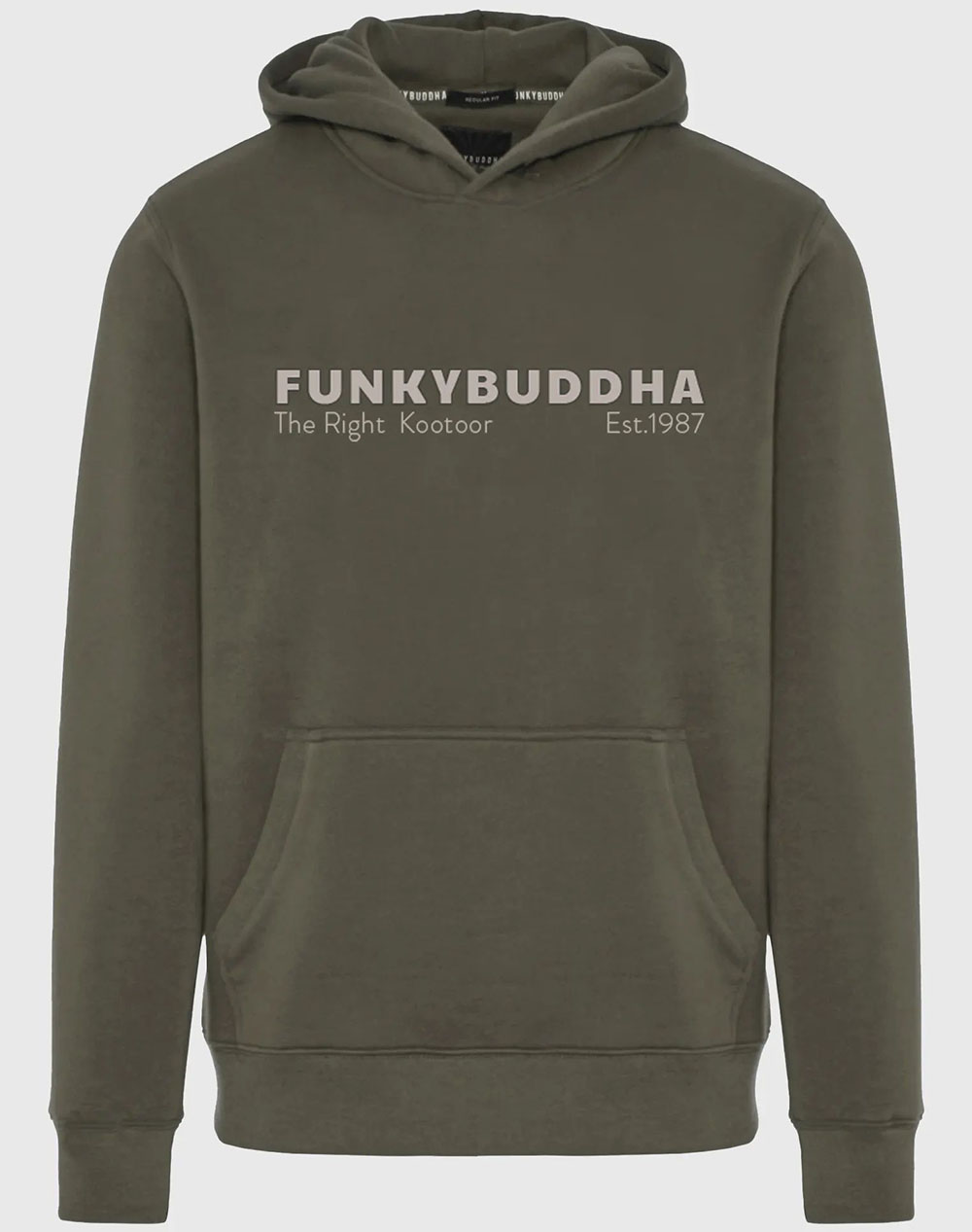 FUNKY BUDDHA Ανδρικό Φούτερ Με Κουκούλα FBM012-074-06-Dusty Olive Olive