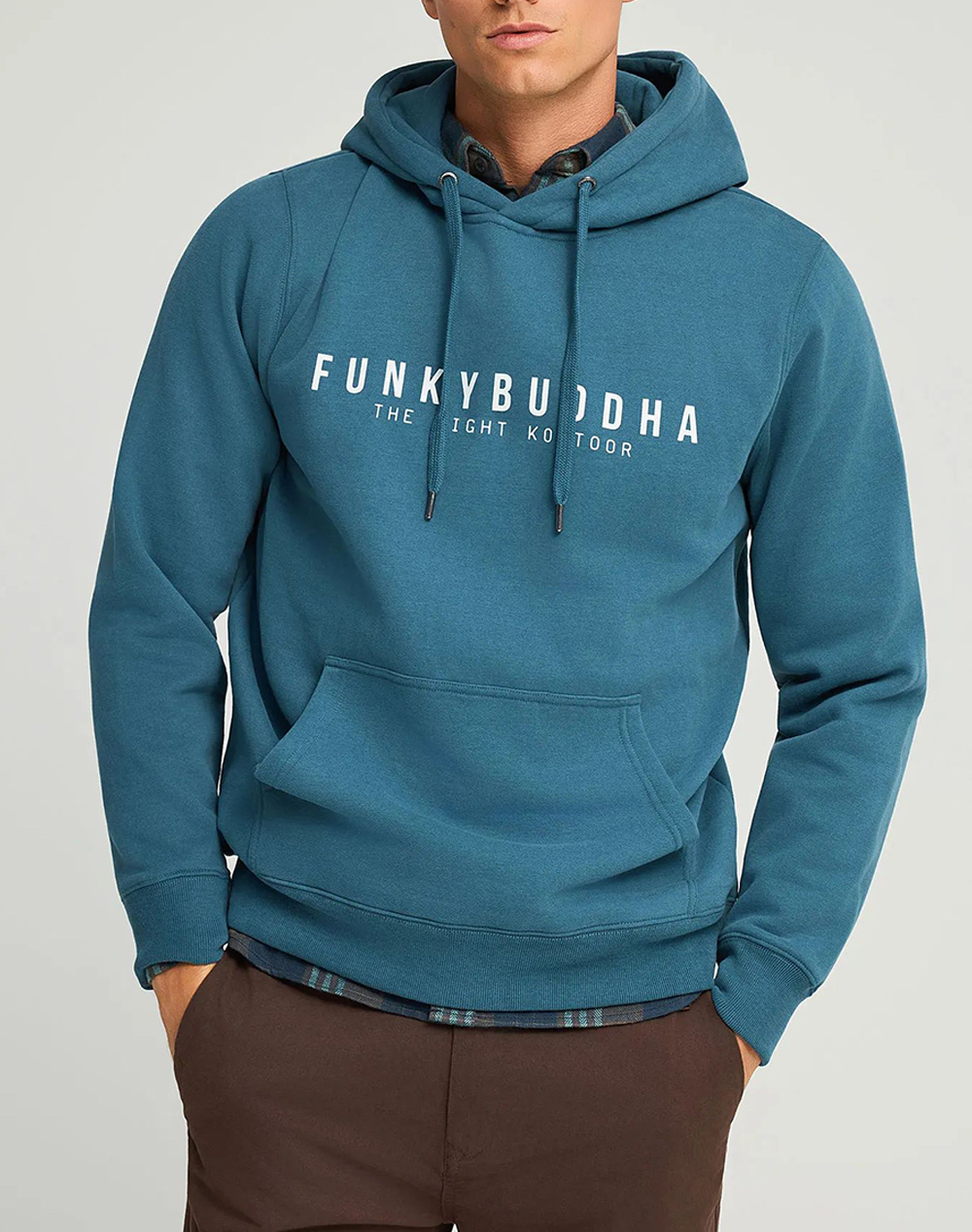 FUNKY BUDDHA Ανδρικό Φούτερ Με Κουκούλα FBM012-075-06-INDIAN TEAL Petrol