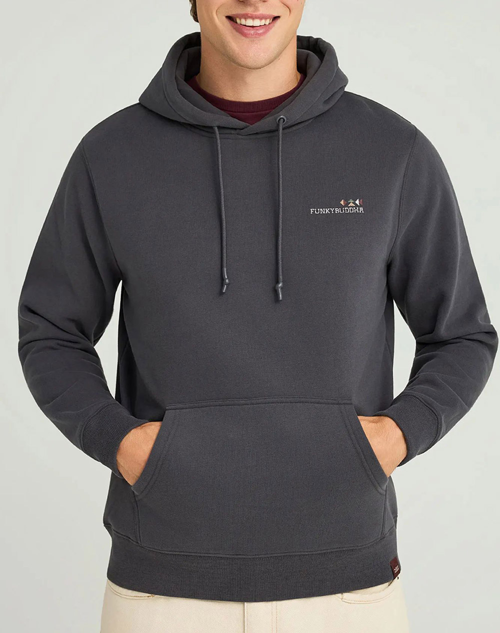 FUNKY BUDDHA Ανδρικό Φούτερ Με Κουκούλα FBM012-028-06-ANTHRACITE DarkSlateGrey