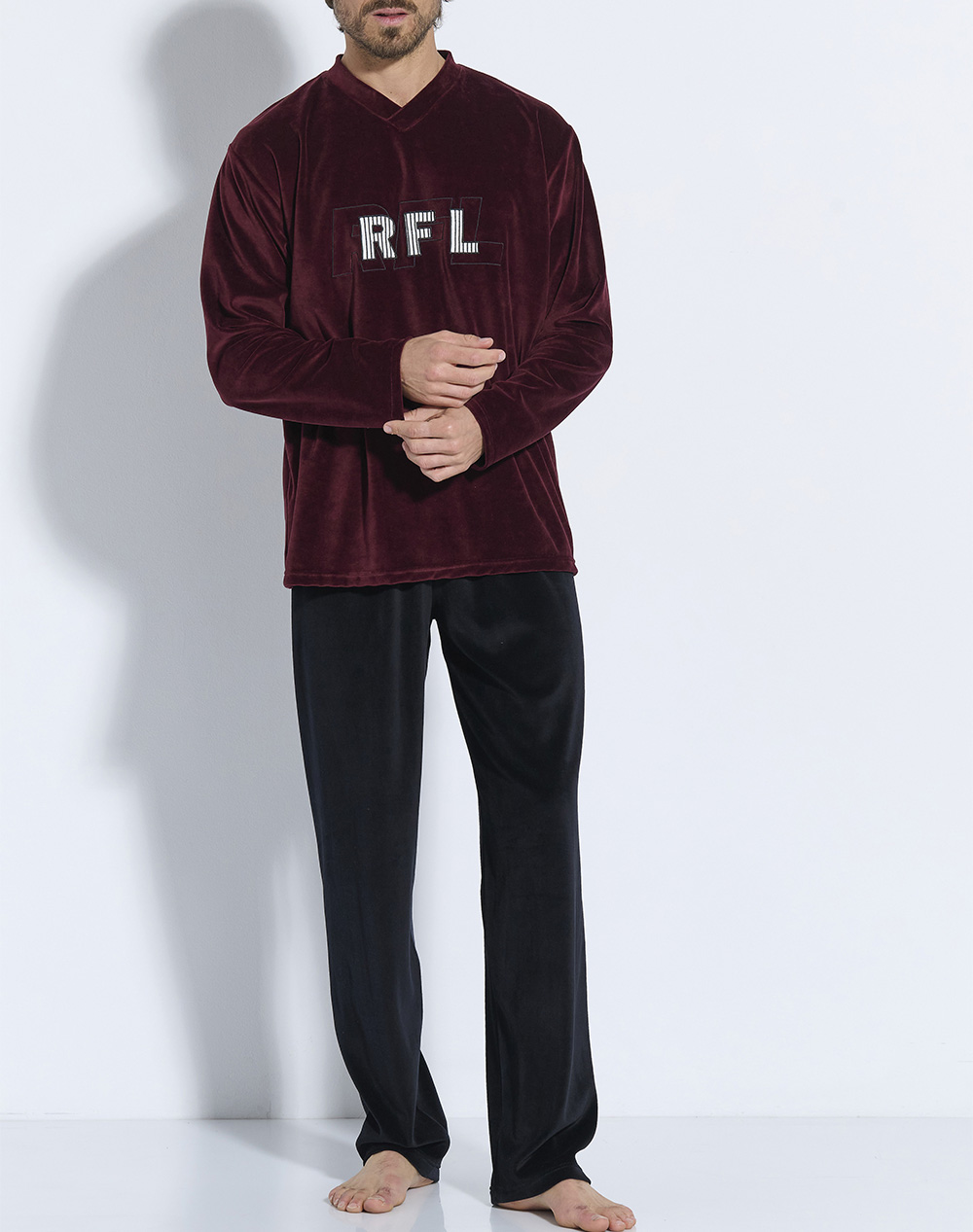 RAFAEL RAFAEL ΠΥΖΑΜΑ ΒΕΛΟΥΔΟ ΑΠΛΙΚΕ Α5601-ΜΠΟΡΝΤΩ Bordeux