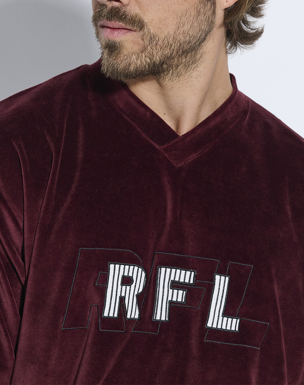 RAFAEL ΠΥΖΑΜΑ ΒΕΛΟΥΔΟ ΑΠΛΙΚΕ Α5601-ΜΠΟΡΝΤΩ Bordeux φωτογραφία