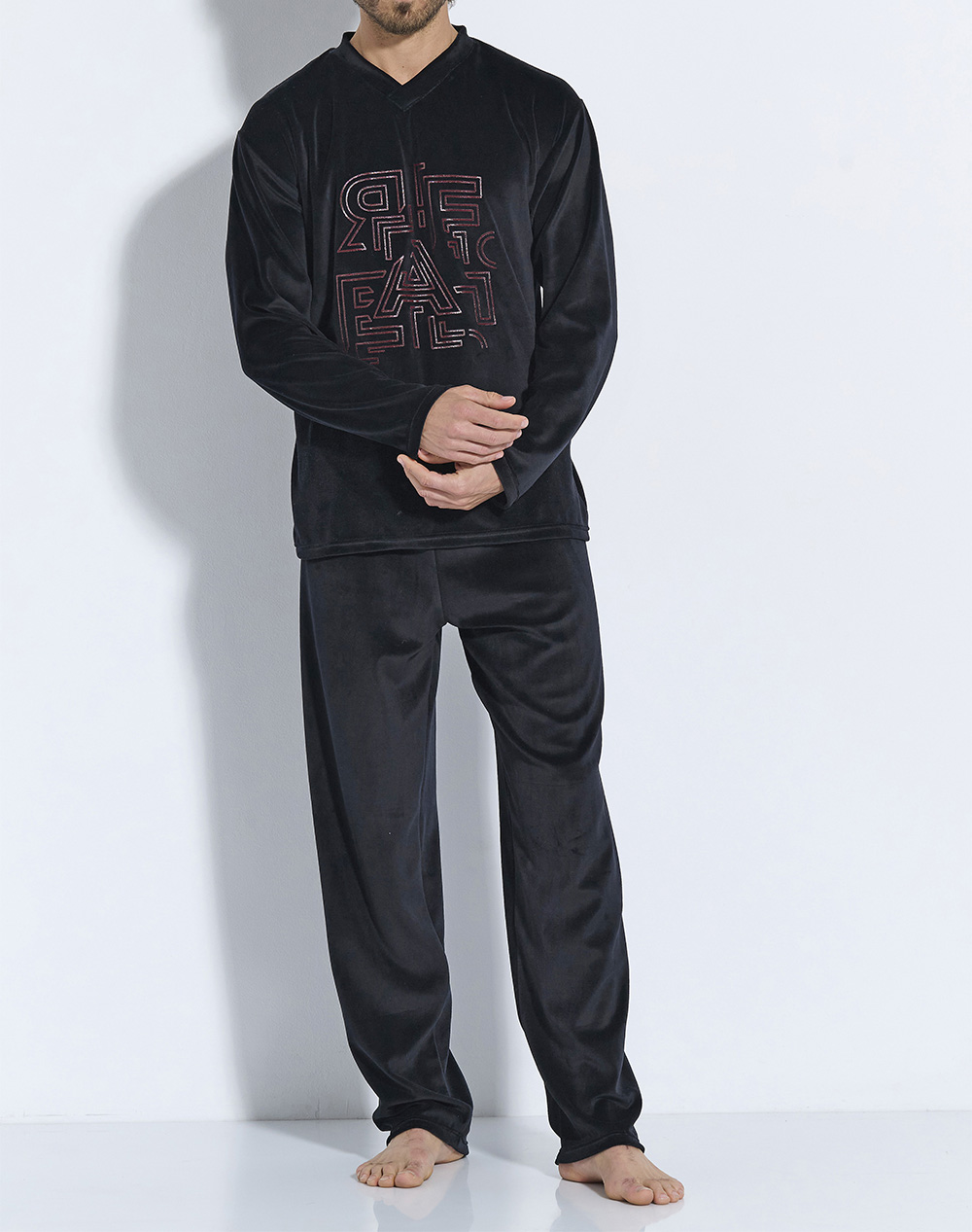 RAFAEL RAFAEL ΠΥΖΑΜΑ ΒΕΛΟΥΔΟ ΤΥΠΩΜΑ Α5602-Μαύρο Black