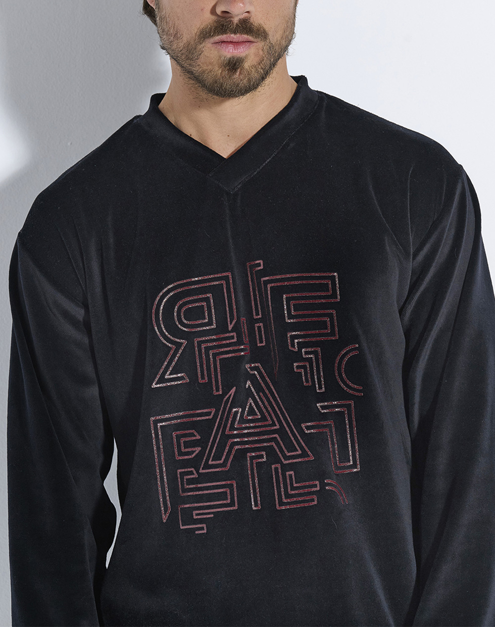 RAFAEL ΠΥΖΑΜΑ ΒΕΛΟΥΔΟ ΤΥΠΩΜΑ Α5602-Μαύρο Black φωτογραφία