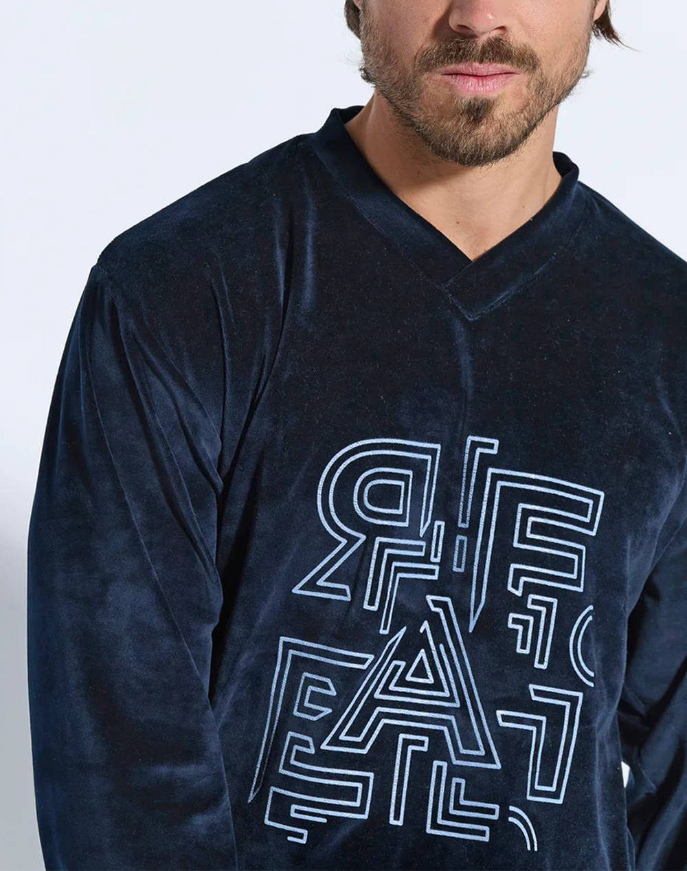 RAFAEL ΠΥΖΑΜΑ ΒΕΛΟΥΔΟ ΤΥΠΩΜΑ Α5602-ΜΠΛΕ Blue φωτογραφία