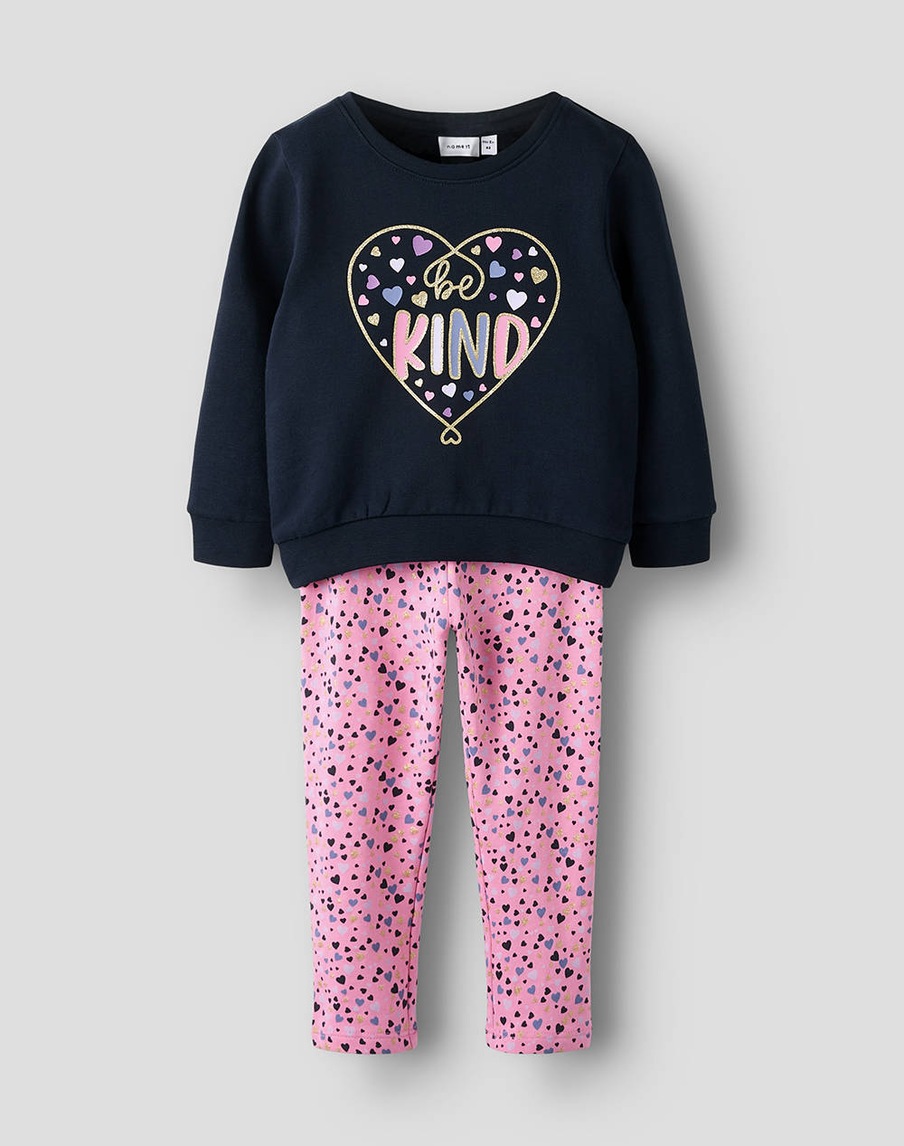 NAME IT NAME IT NMFOLIANA SWEAT SET BRU 13243527-Dark SapphireWpinkcosmosAOPlegging DarkBlue