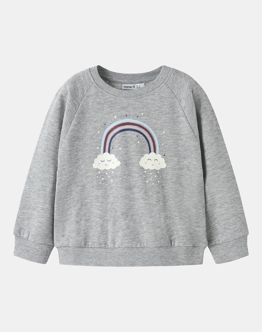 NAME IT NAME IT NMFVENUS LS NREG SWEAT BRU 13234422-Grey Melange RainbowClouds LightGray