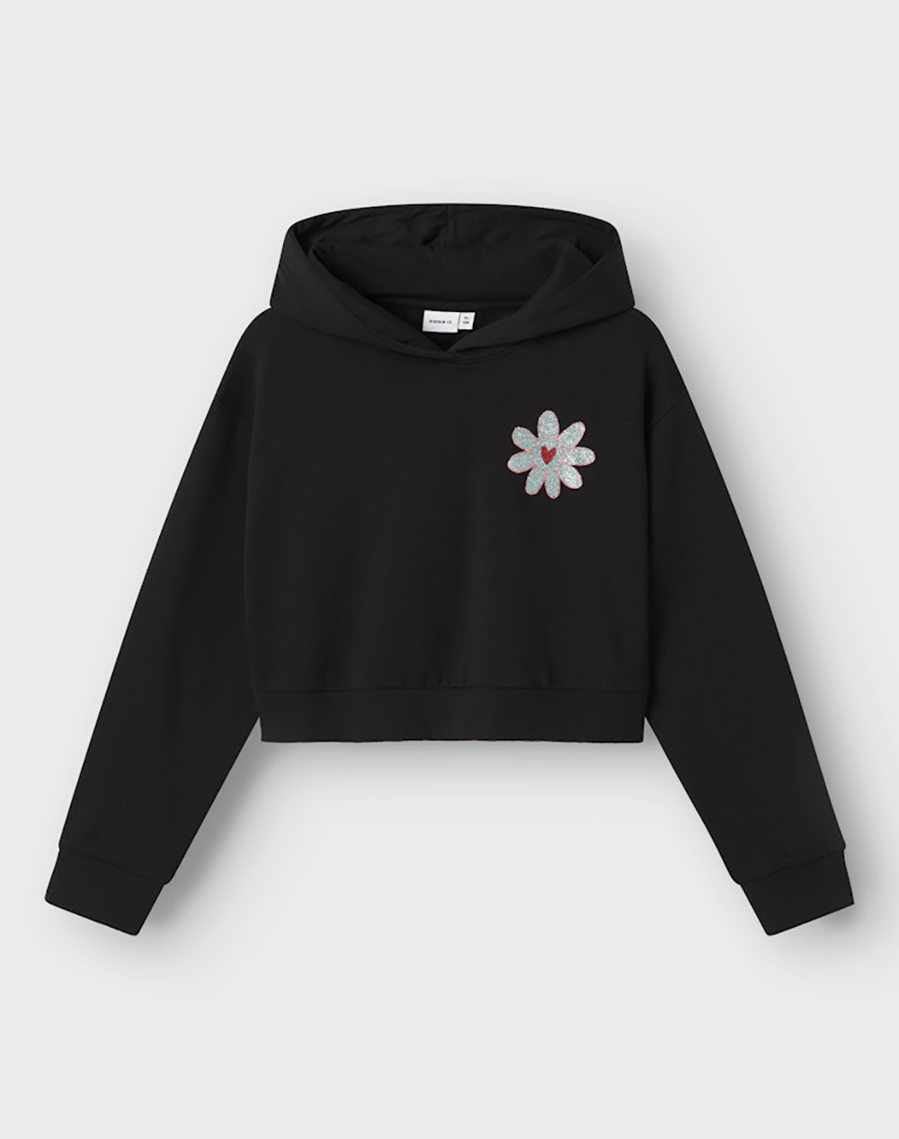 NAME IT NAME IT NKFKORY LS CROP BOXY SWE WH BRU PS NOOS 13245156-BLACK Black