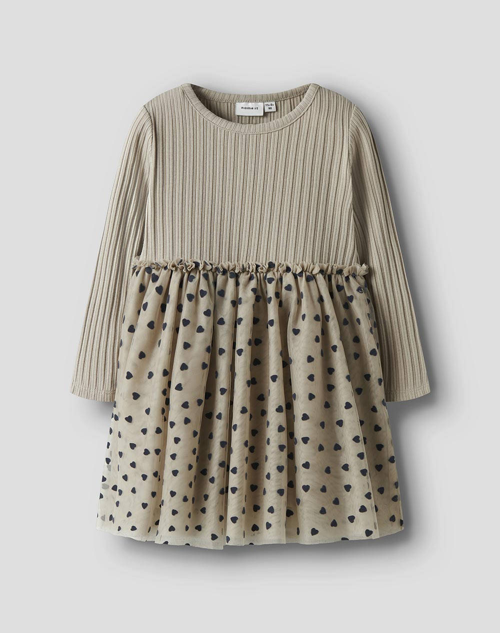 NAME IT NMFNEA LS TULLE DRESS 13246609-Island Fossil Biege