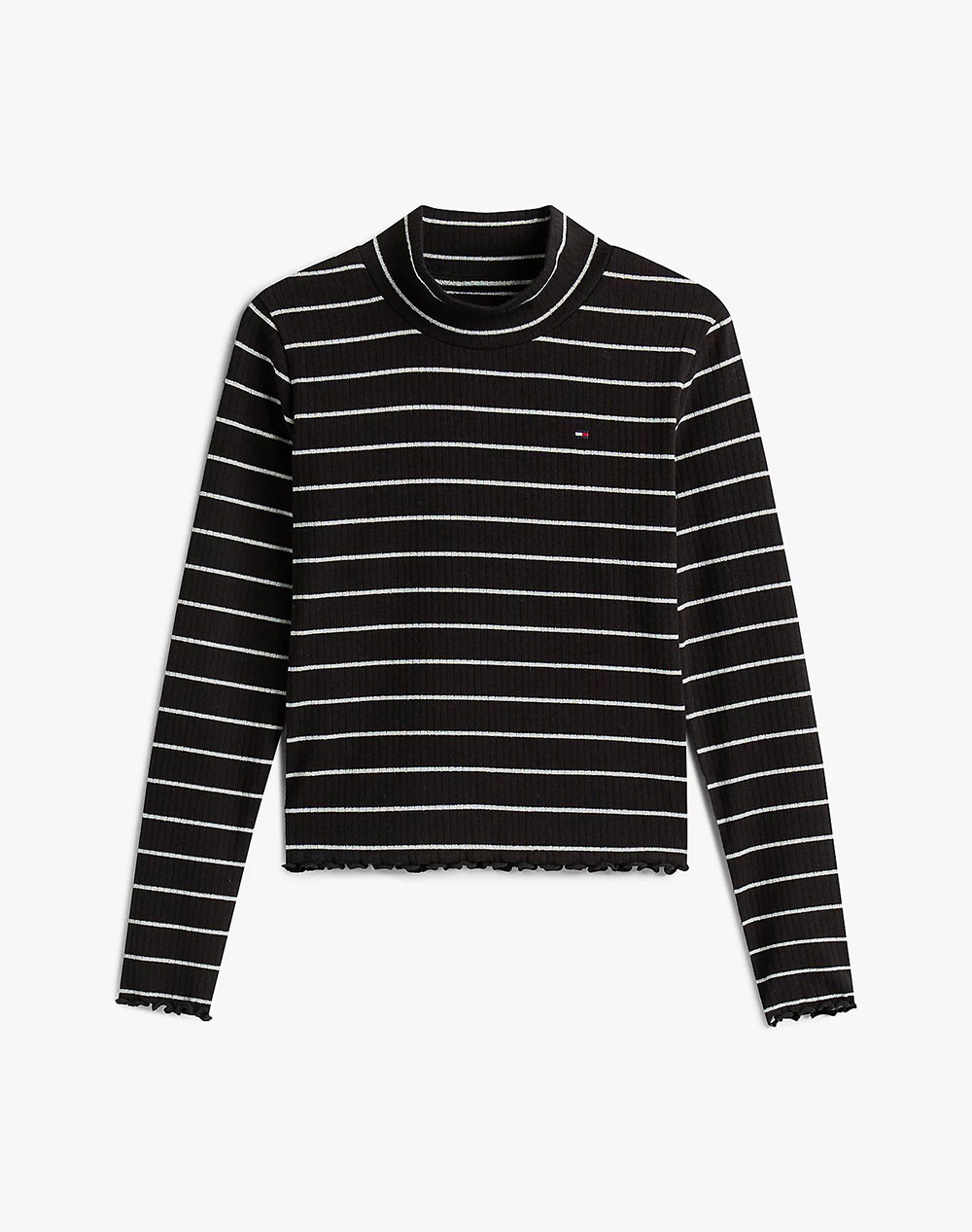 TOMMY HILFIGER SPARKLE STRIPE MOCK NECK L/S KG0KG08867-8Y-16Y-BDS Black