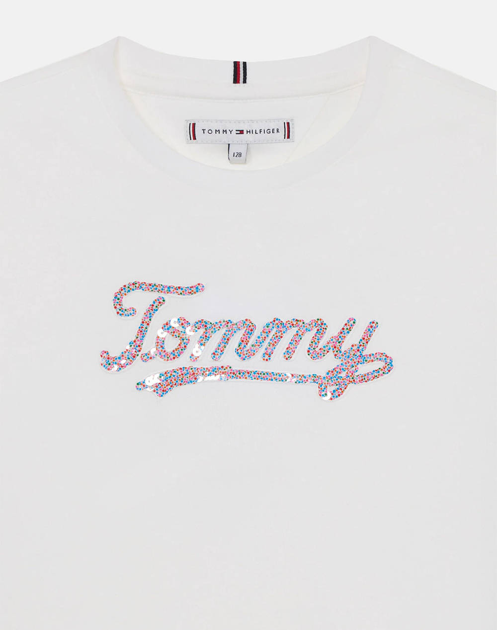 TOMMY HILFIGER TOMMY SCRIPT SEQUINS TEE SS KG0KG08637-8Y-16Y-YBR White φωτογραφία