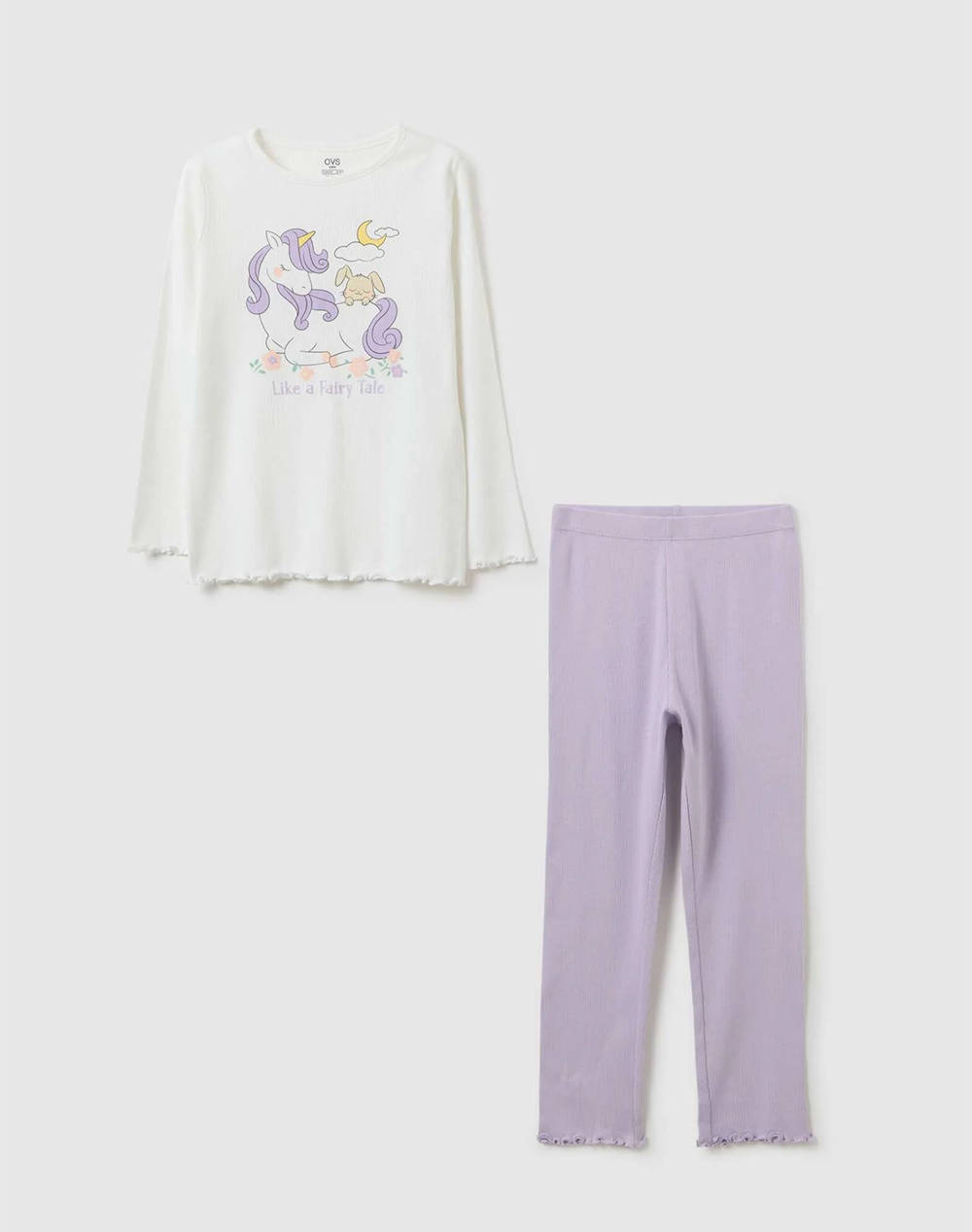 OVS OVS PYJAMA SP 3/10 RIB 2448372-WHITE/VIOLET Lilac