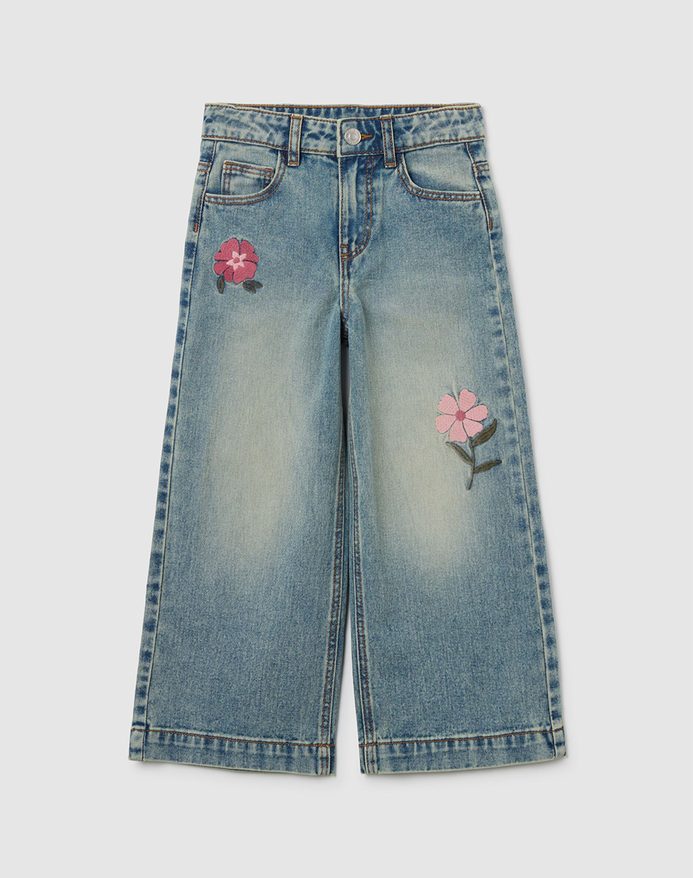 OVS DENIM W/EMBRO FLOWERS 2457489-MEDIUM BLUE DenimLightBlue